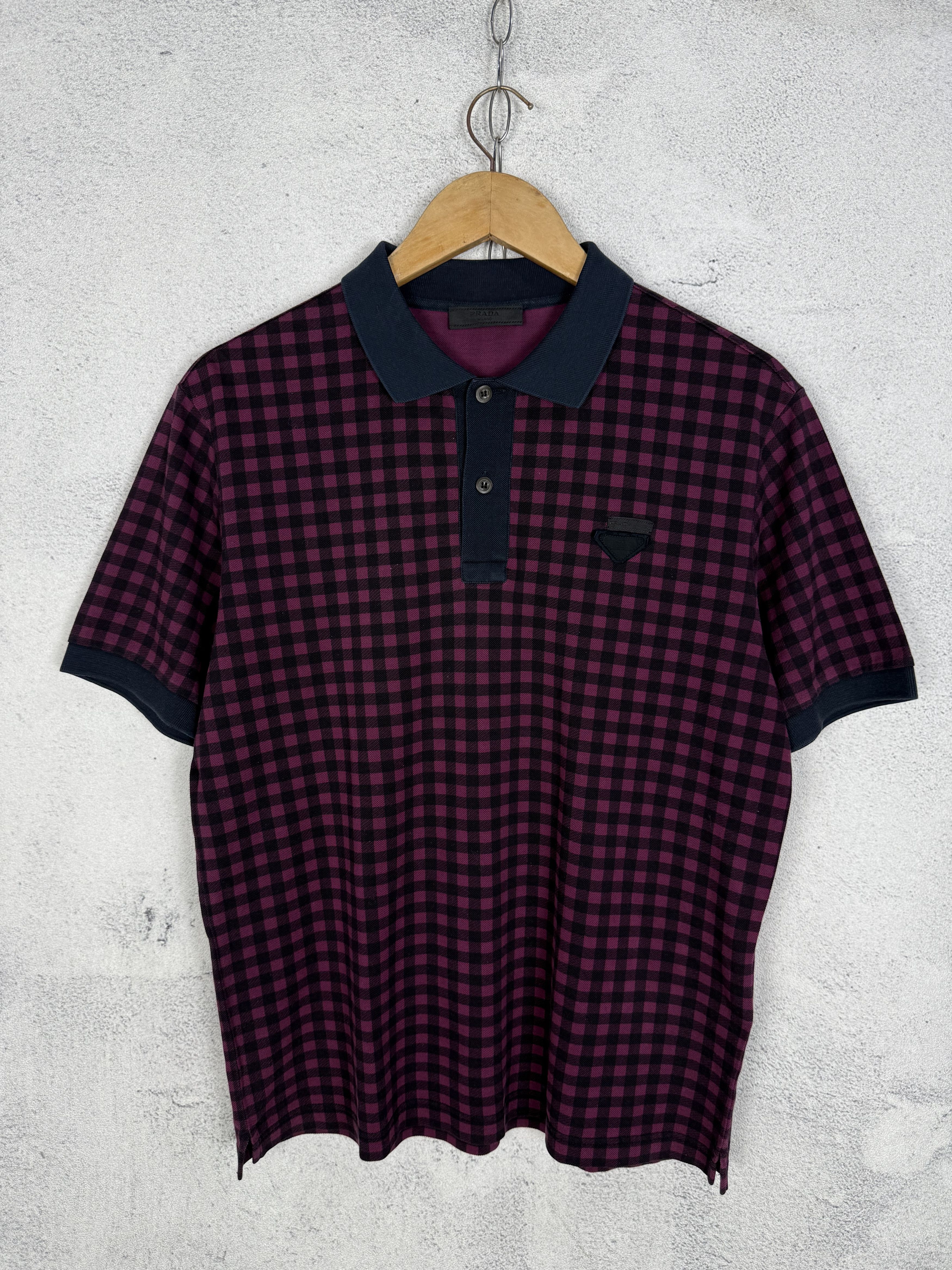 Prada Prada Checkered Polo Shirt Size US L / EU 52-54 / 3 - 1 Thumbnail