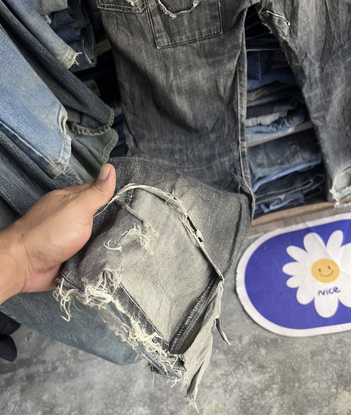 If Six Was Nine 🔥Rare Artinero Patchwork Kapital Inspired Distressed Denim Size US 34 / EU 50 - 14 Thumbnail