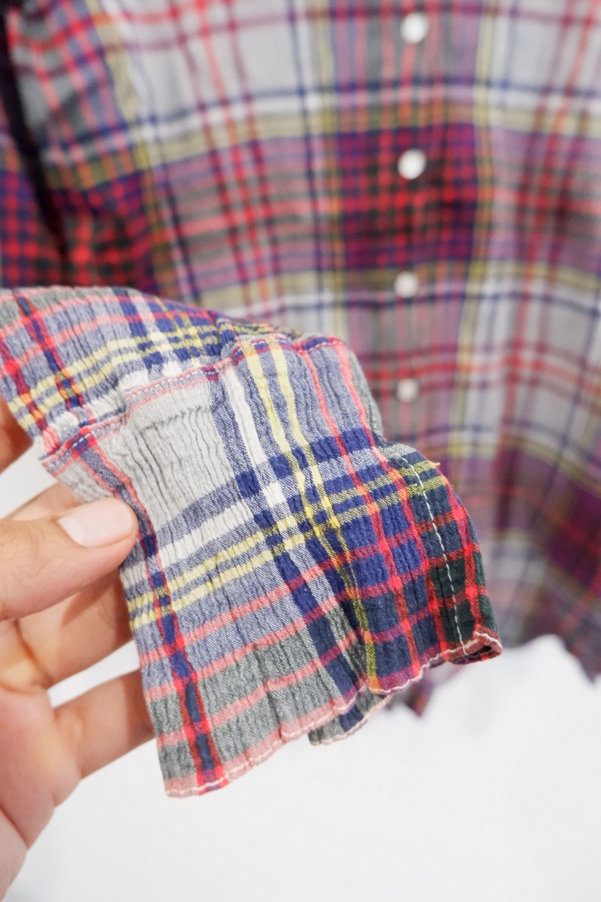 Issey Miyake VTG Tsumori Chisato Pleated Stretch Plaid Button Shirt Size M / US 6-8 / IT 42-44 - 5 Thumbnail