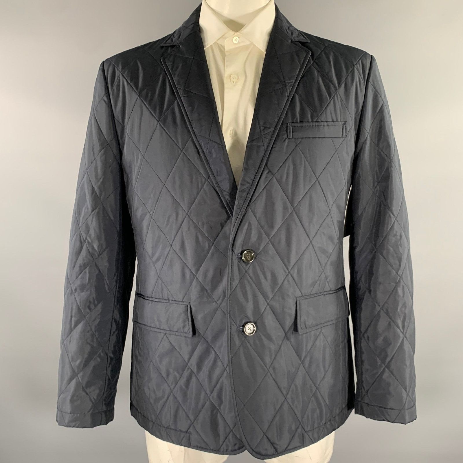 J.Crew J CREW L Navy Quilted Notch Lapel Sport Coat Size 44R - 1 Thumbnail