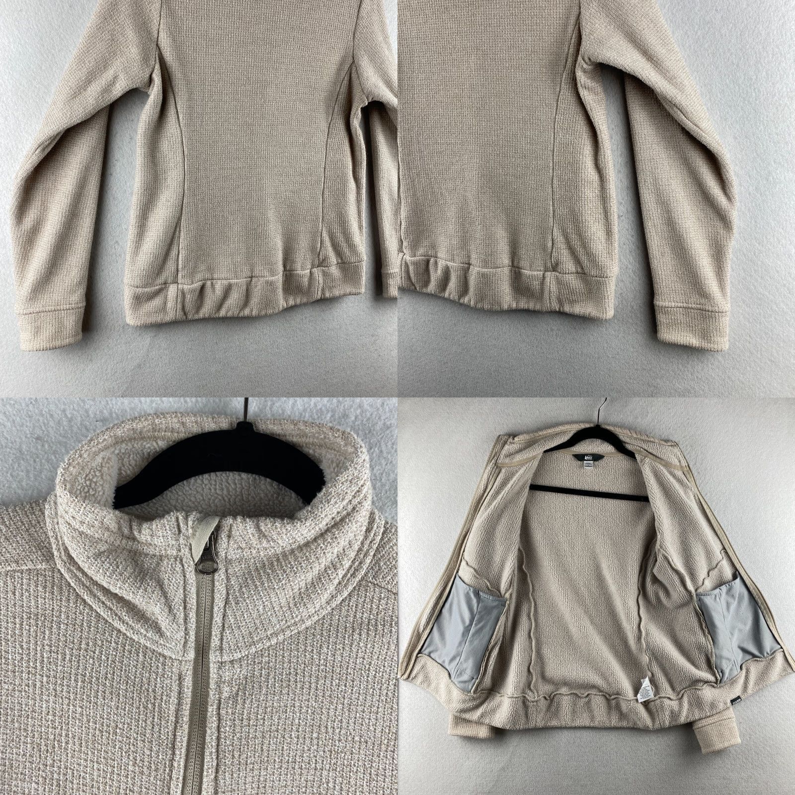 Vintage REI Sweater Womens S Beige Full Zip Sherpa Lined Pockets High Neck Size S / US 4 / IT 40 - 10 Thumbnail