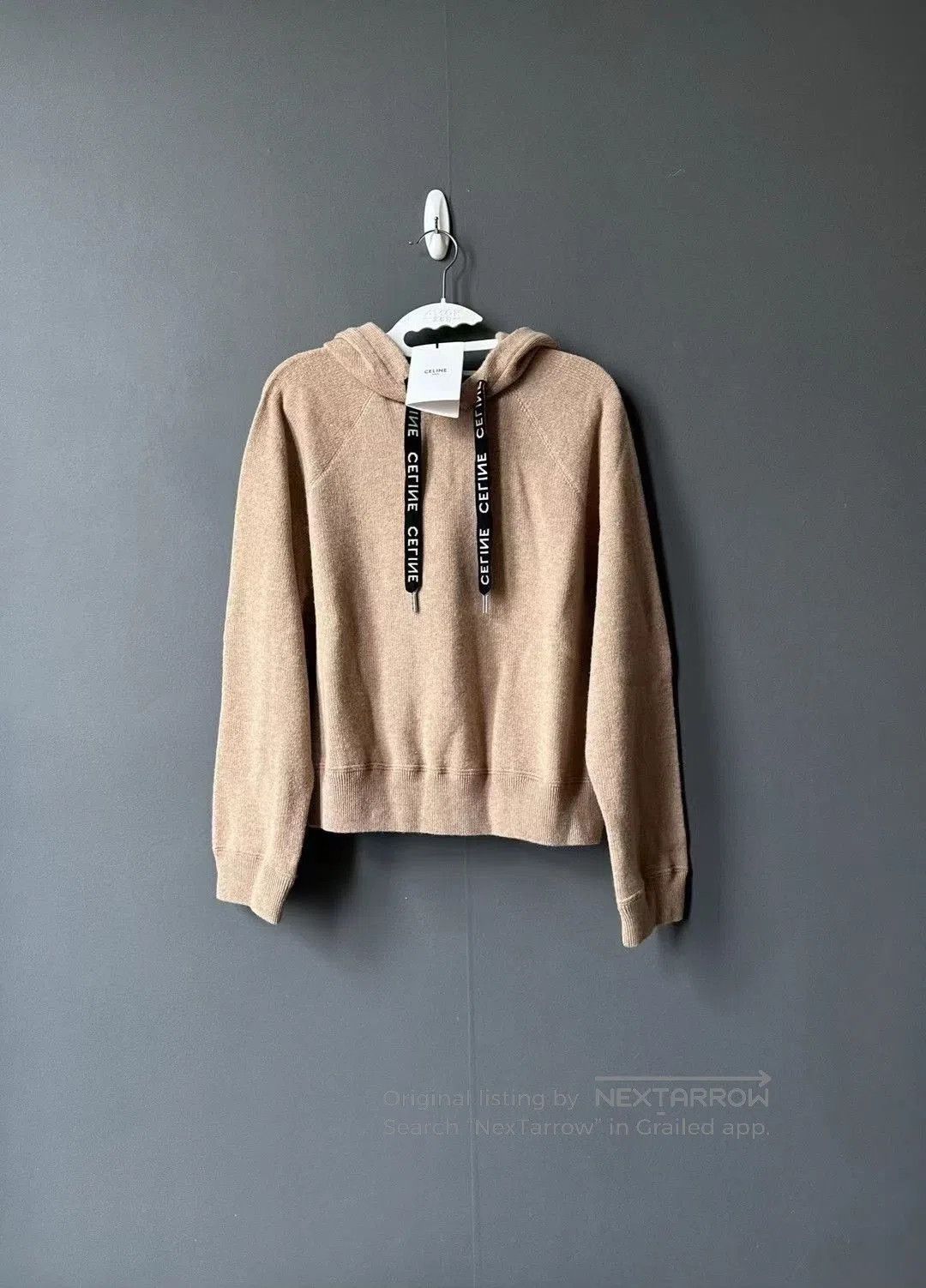 Celine Celine Brown Cashmere Drawstring Hoodie. Size L / US 10 / IT 46 - 1 Thumbnail