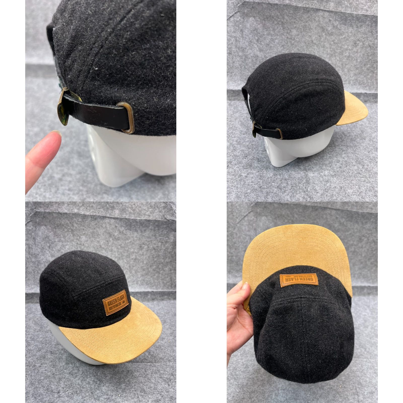 Vintage Green Flash Brewing Hat 5 Panel Cap Strap Back Adult Gray Beige Polyester Size ONE SIZE - 8 Thumbnail