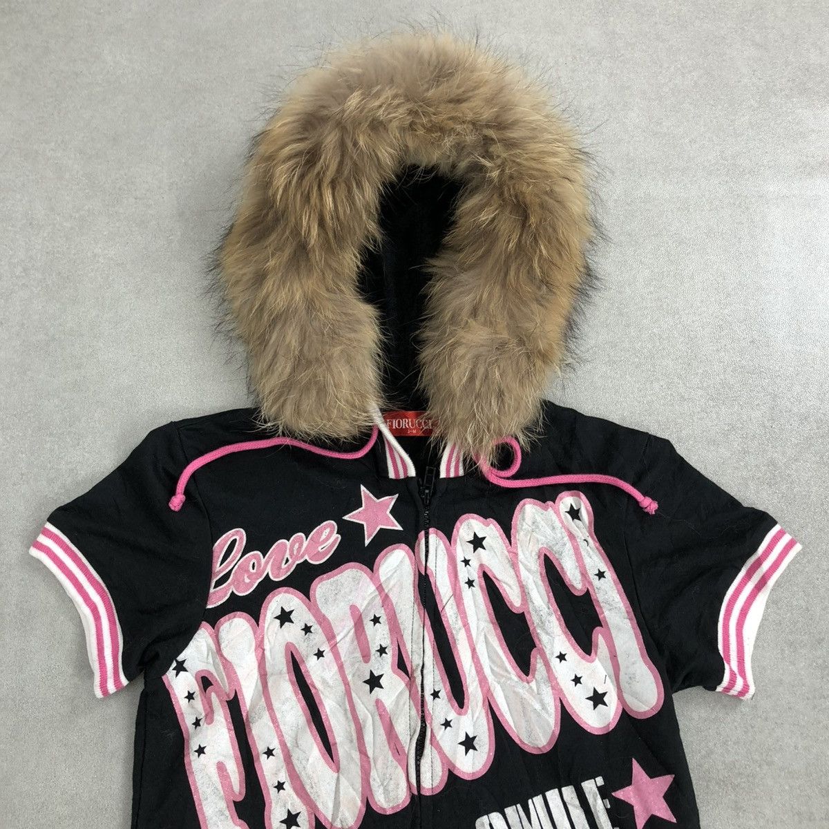 If Six Was Nine × Japanese Brand × Le Grande Bleu (L.G.B.) 2000s Fiorucci Poem Lgb Gothic Fur Zip Hoodie Short Sleeve Size S / US 4 / IT 40 - 2 Thumbnail