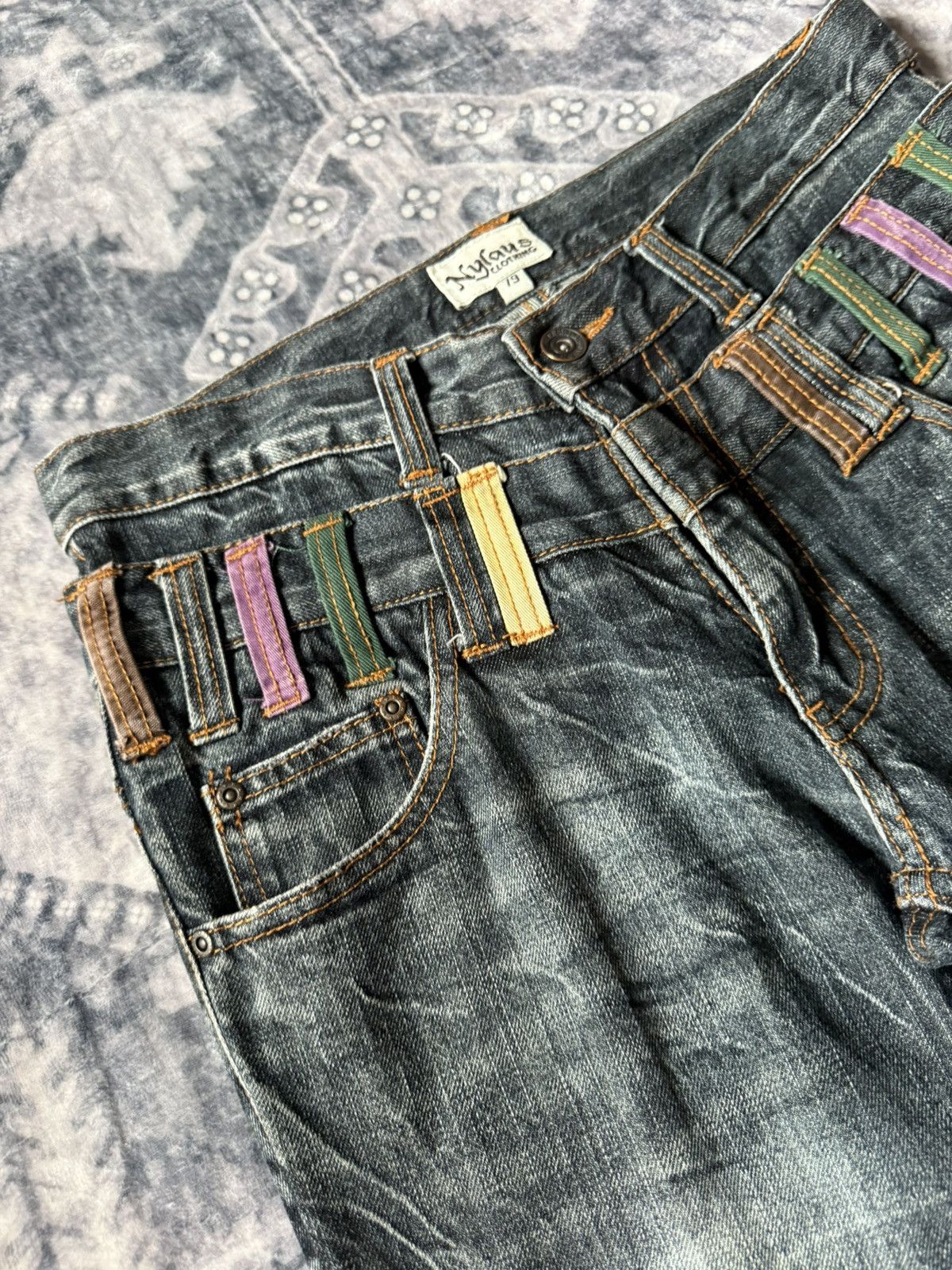 Japanese Brand × LOWBOX × Tete Homme Nylaus Japan Cut And Sew Double Waist Shadow Wash Jeans Size US 30 / EU 46 - 12 Thumbnail