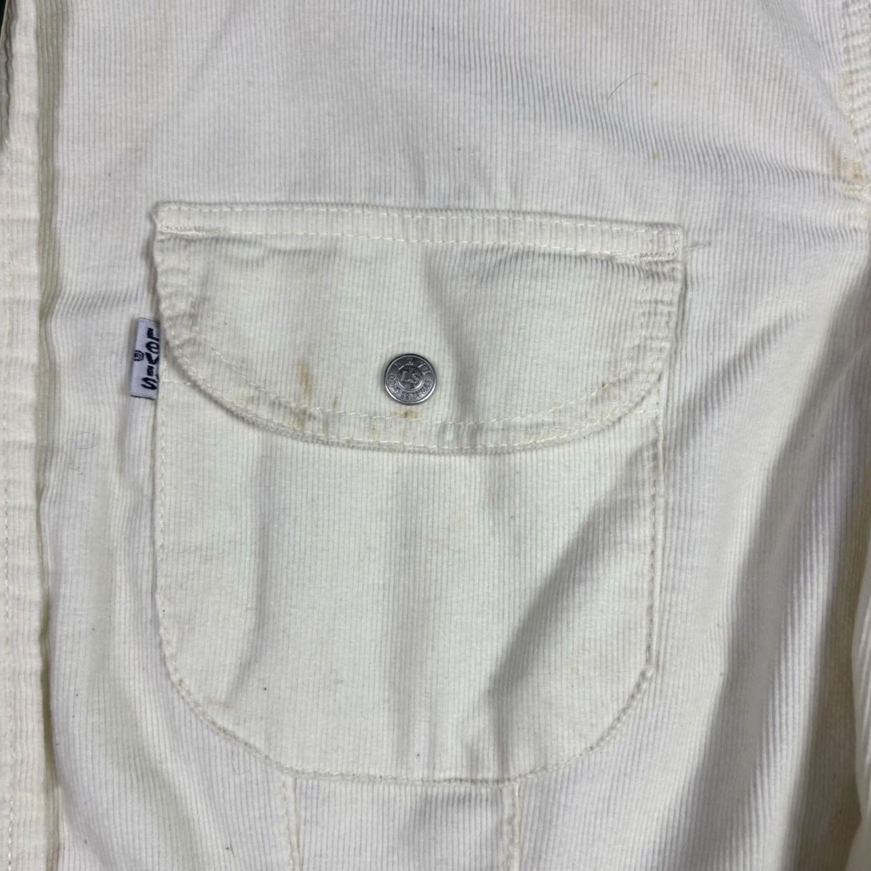 Levi's VINTAGE Levi's White Corduroy Shirt Button-Up Men L 1990s Deadstock Corduroy 70s Theme Pockets Button-Up Size L / US 10 / IT 46 - 7 Thumbnail