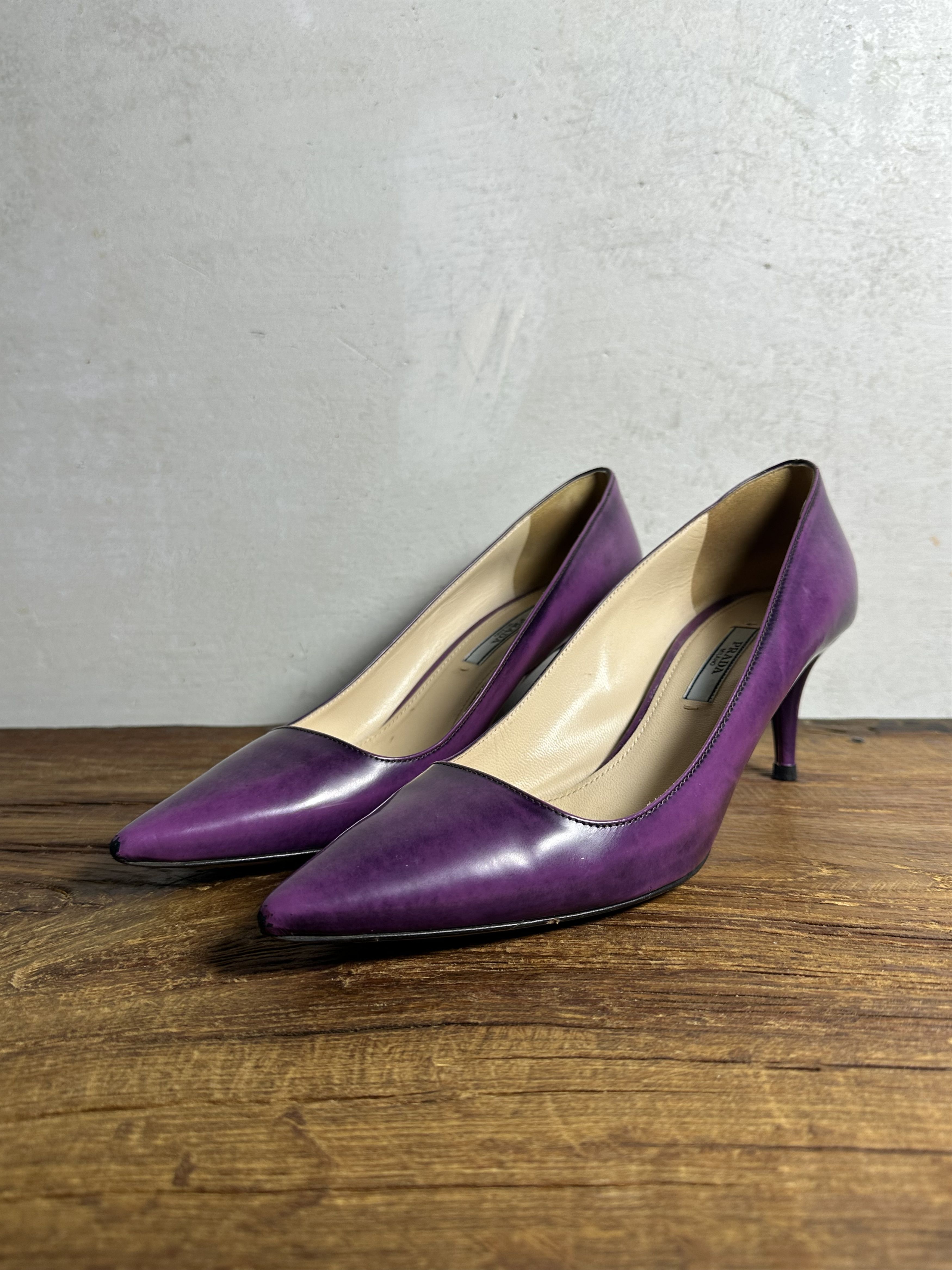 Prada Prada Kitten Heel Eggplant Patent Leather Shoes Size US 9 / IT 39 - 1 Thumbnail