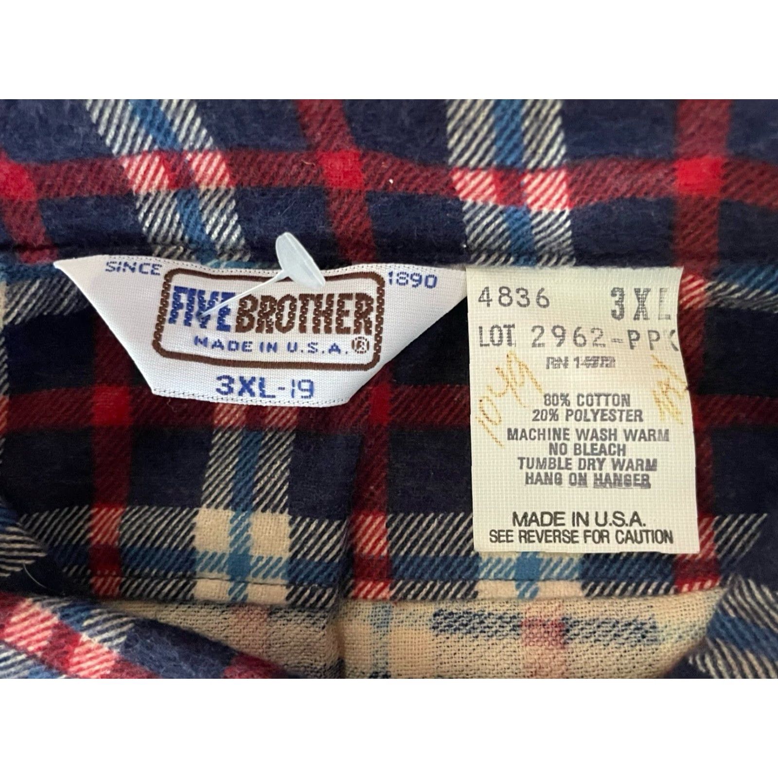 Vintage VINTAGE Five Brother Dakota Plaid Flannel Shirt Mens 3XL Blue USA Deadstock NWT Button-Up Long Sleeve Cotton 80s Size US XXL / EU 58 / 5 - 6 Thumbnail