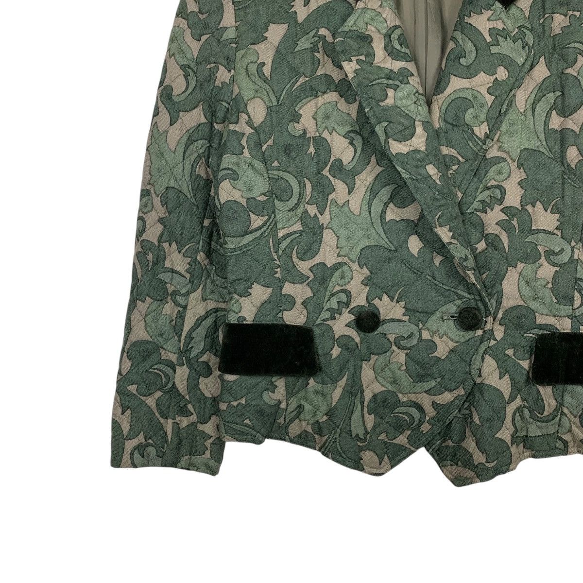 Japanese Brand Vintage PER SPOOK Paris Leaf Print Quilted Jacket #2574-C116 Size S / US 4 / IT 40 - 3 Thumbnail