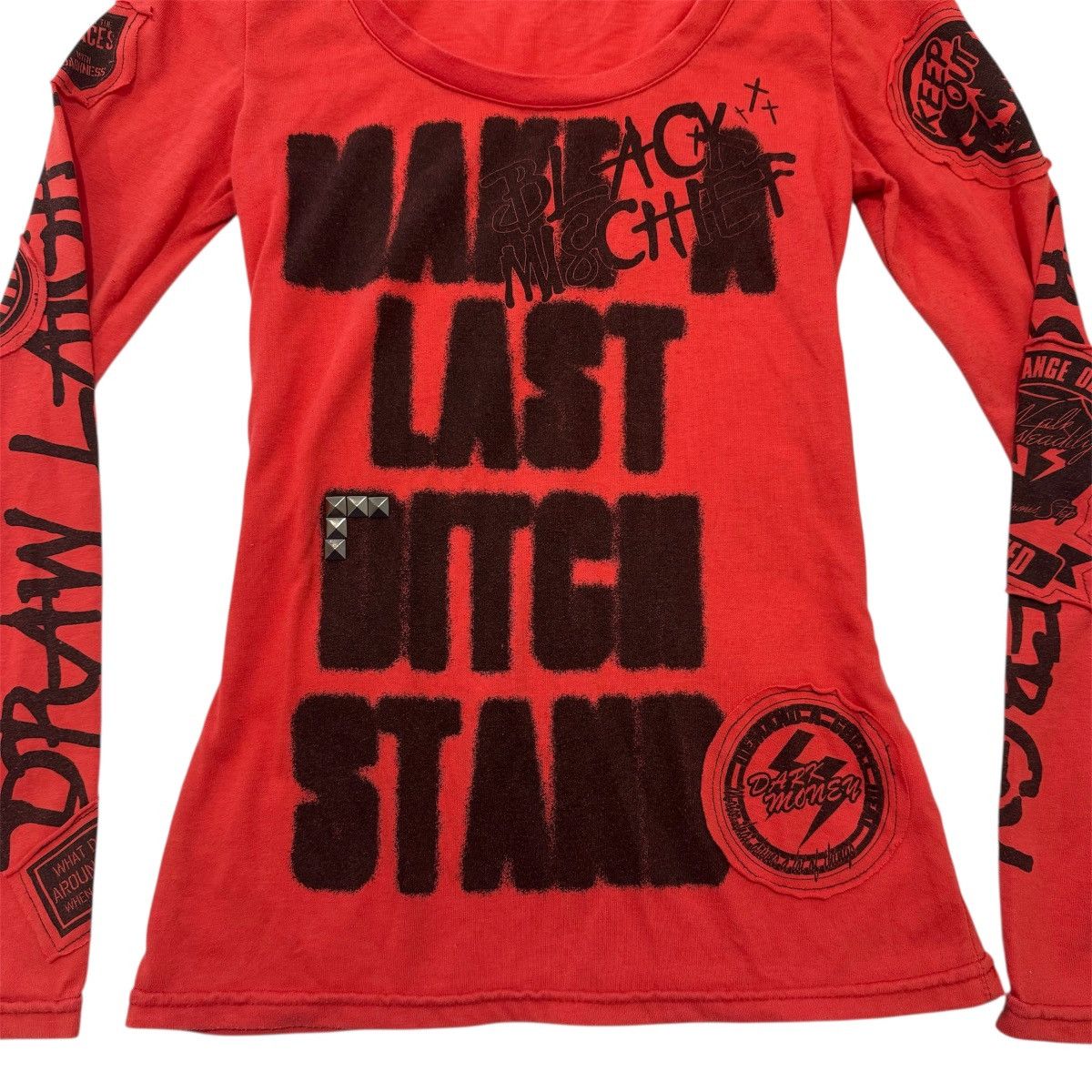 14th Addiction × Japanese Brand × Le Grande Bleu (L.G.B.) Ghost of Harlem graphic top w/ studs, skulls and patches Size S / US 4 / IT 40 - 2 Thumbnail