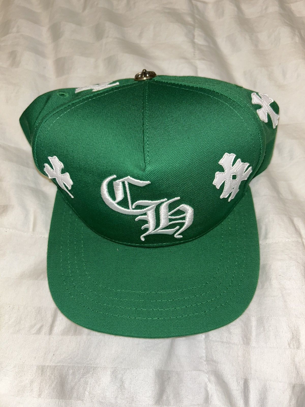 image of Chrome Hearts Green Hat W/ White Patches in Blue, Men's