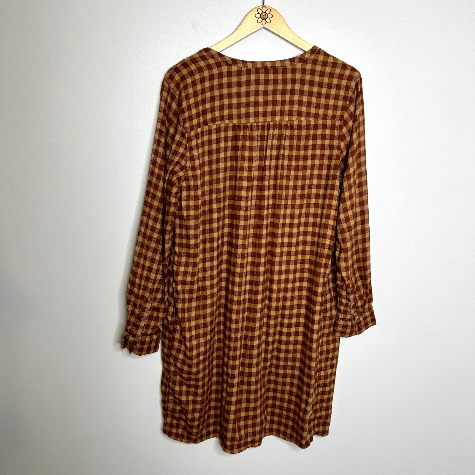 Other Sonoma Orange Plaid Pattern Long Sleeve Peasant Dress Size L / US 10 / IT 46 - 5 Thumbnail
