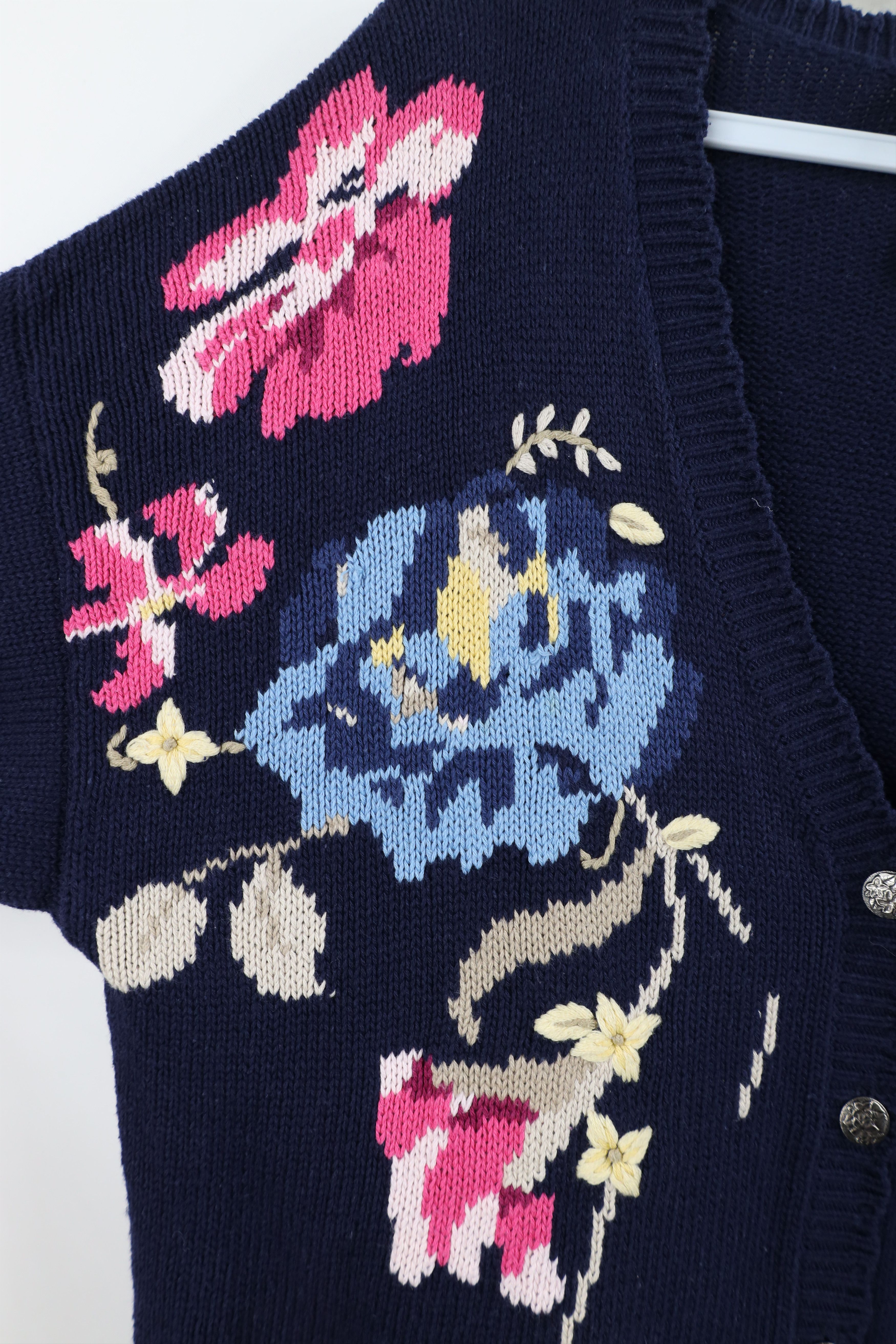 Vintage Vintage 90s Streetwear Flower Knit Cardigan Sweater Size M / US 6-8 / IT 42-44 - 5 Thumbnail