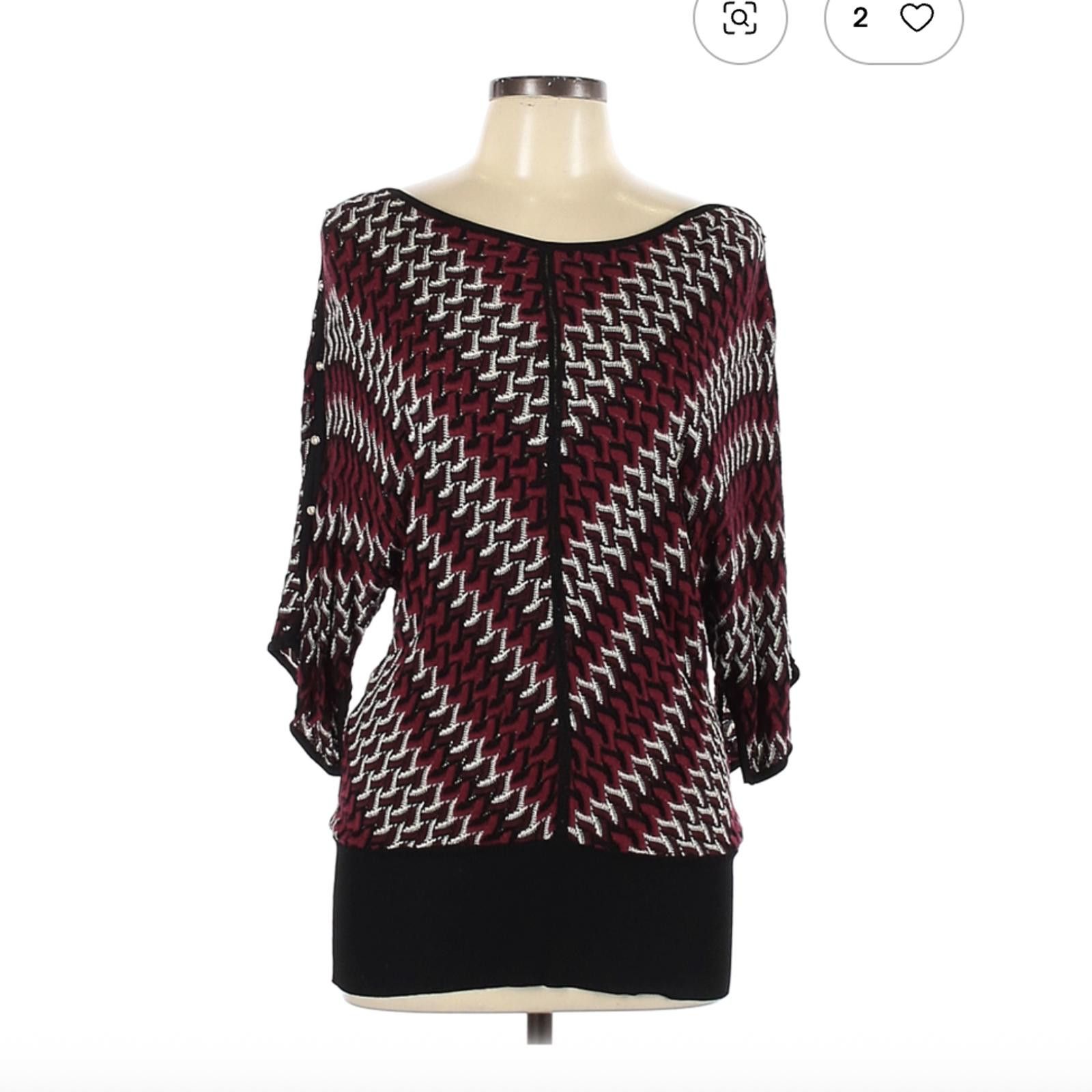 Other White House Black Market Burgundy Short Sleeve Top Size L Size L / US 10 / IT 46 - 1 Thumbnail