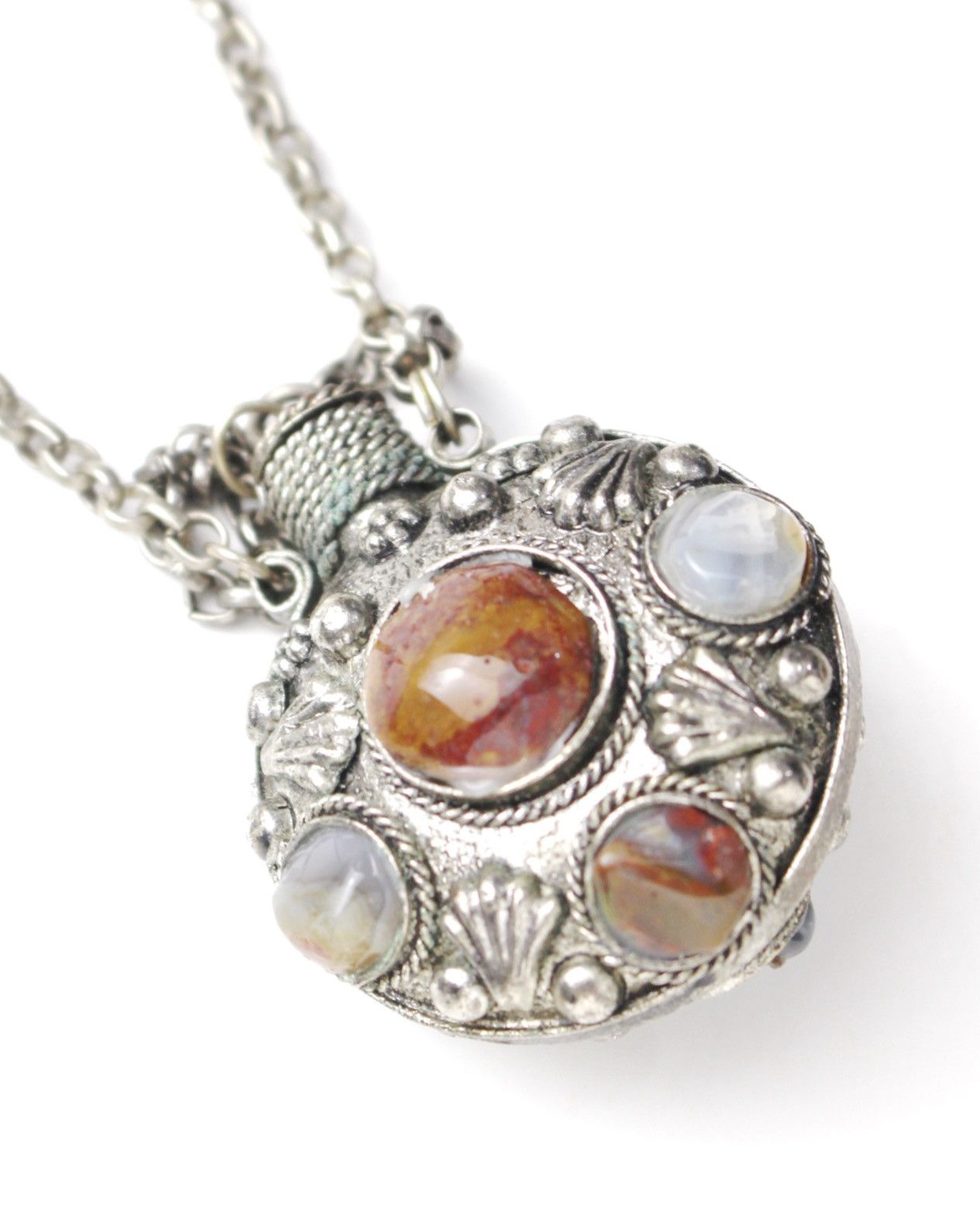 Vintage 1970S BOHEMIAN ORNATE PERFUME PENDANT NECKLACE WITH STONES Size ONE SIZE - 7 Thumbnail