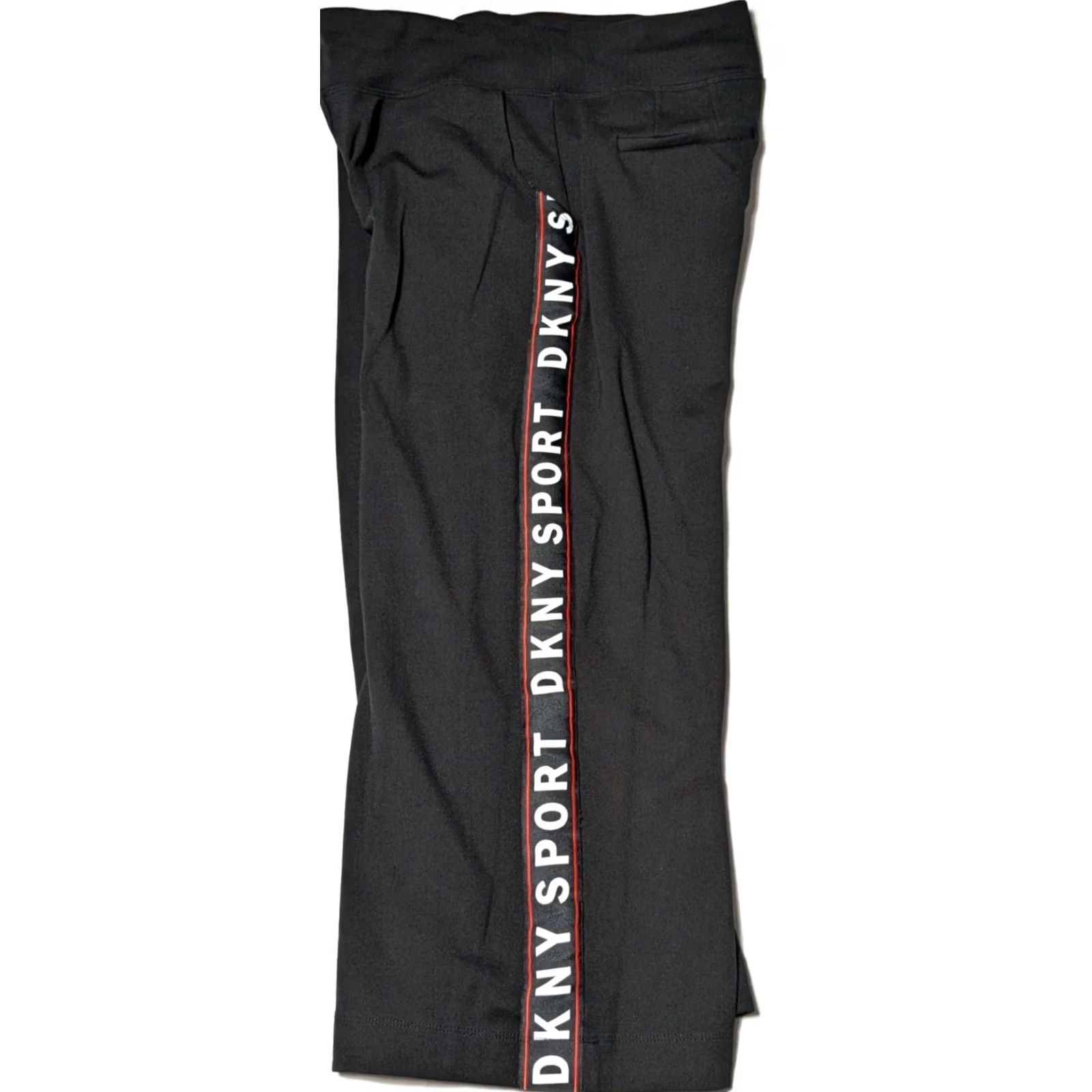 DKNY DKNY SPORT Women XS Black Tuxedo Stripe Wide-Leg Pull-On Cropped Pants Size 26" / US 2 / IT 38 - 2 Thumbnail