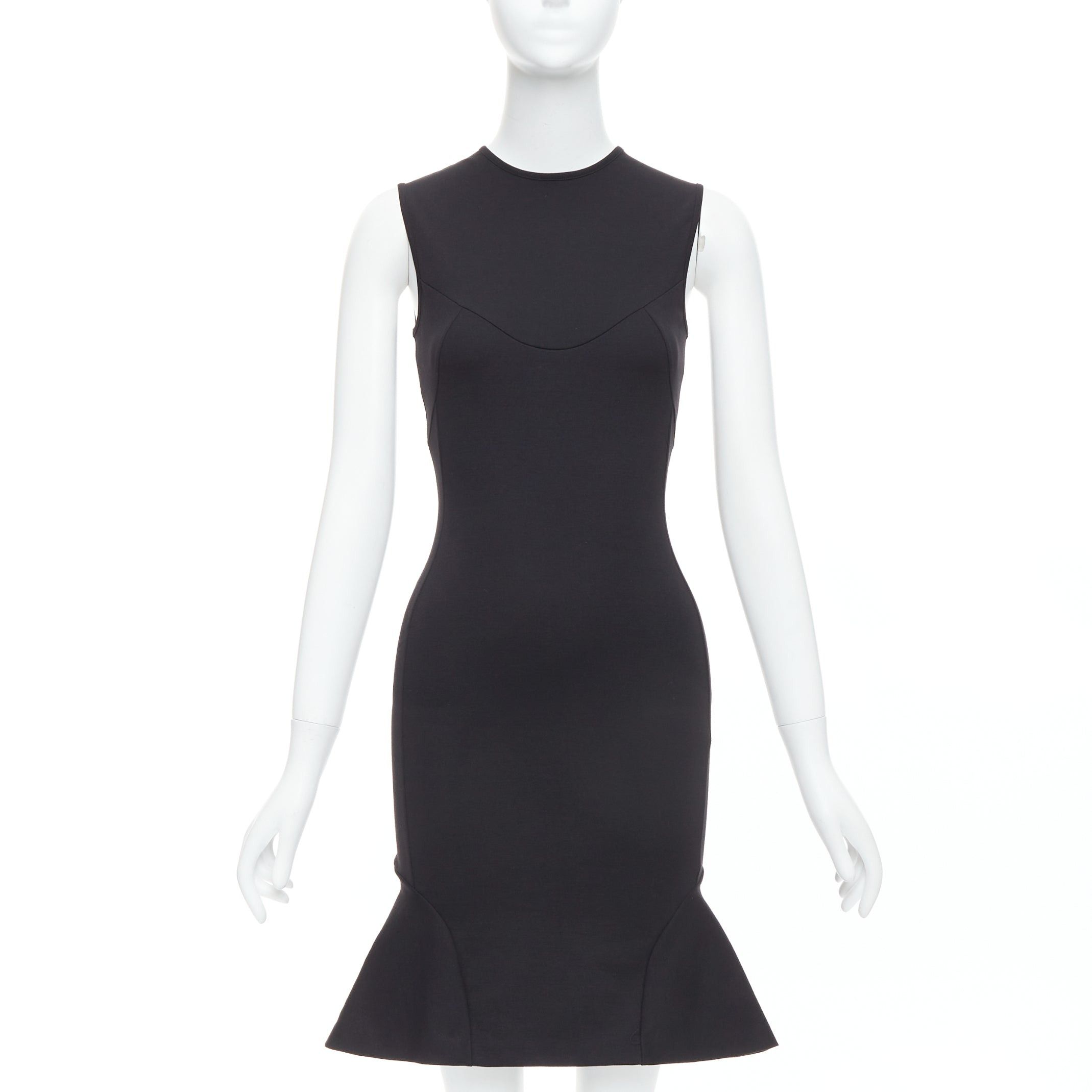 Stella McCartney STELLA MCCARTNEY black cotton blend kick flare hem fitted dress IT38 XS Size XS / US 0-2 / IT 36-38 - 1 Thumbnail