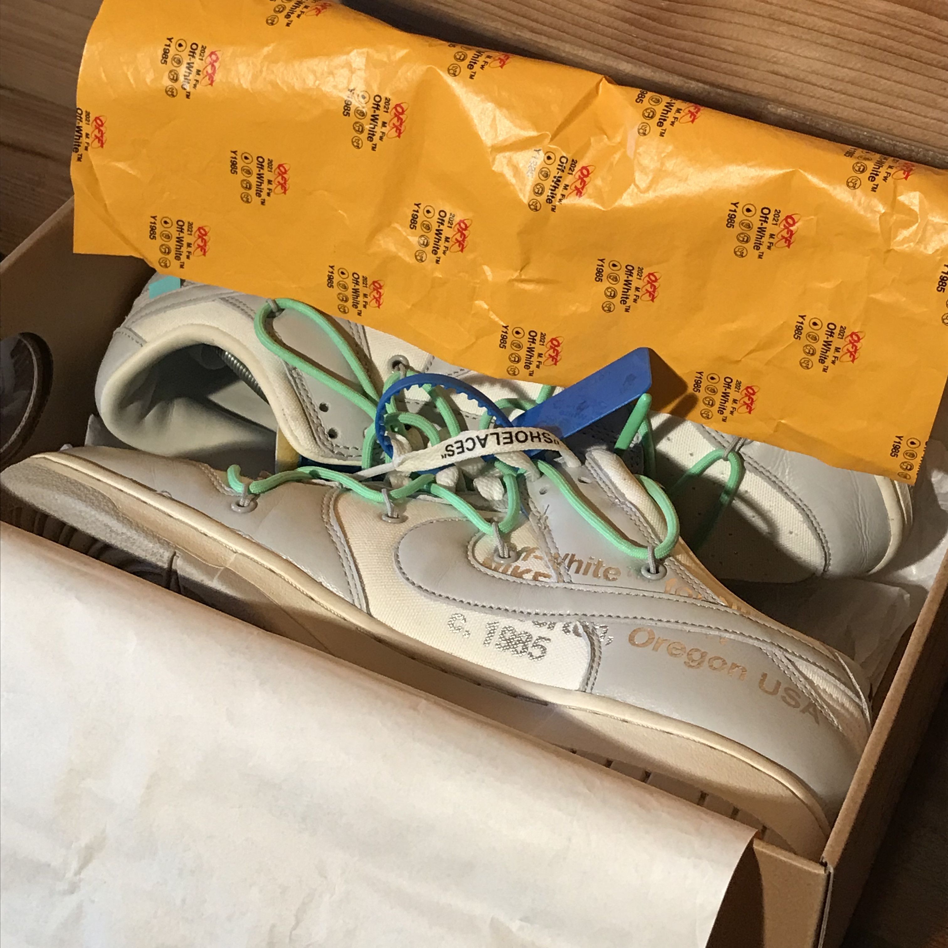 Nike × Off-White × Virgil Abloh 2021 Nike x Off-White Virgil Abloh Lot 26 Sail Grey Dunk Low Size US 12.5 / EU 45-46 - 10 Thumbnail