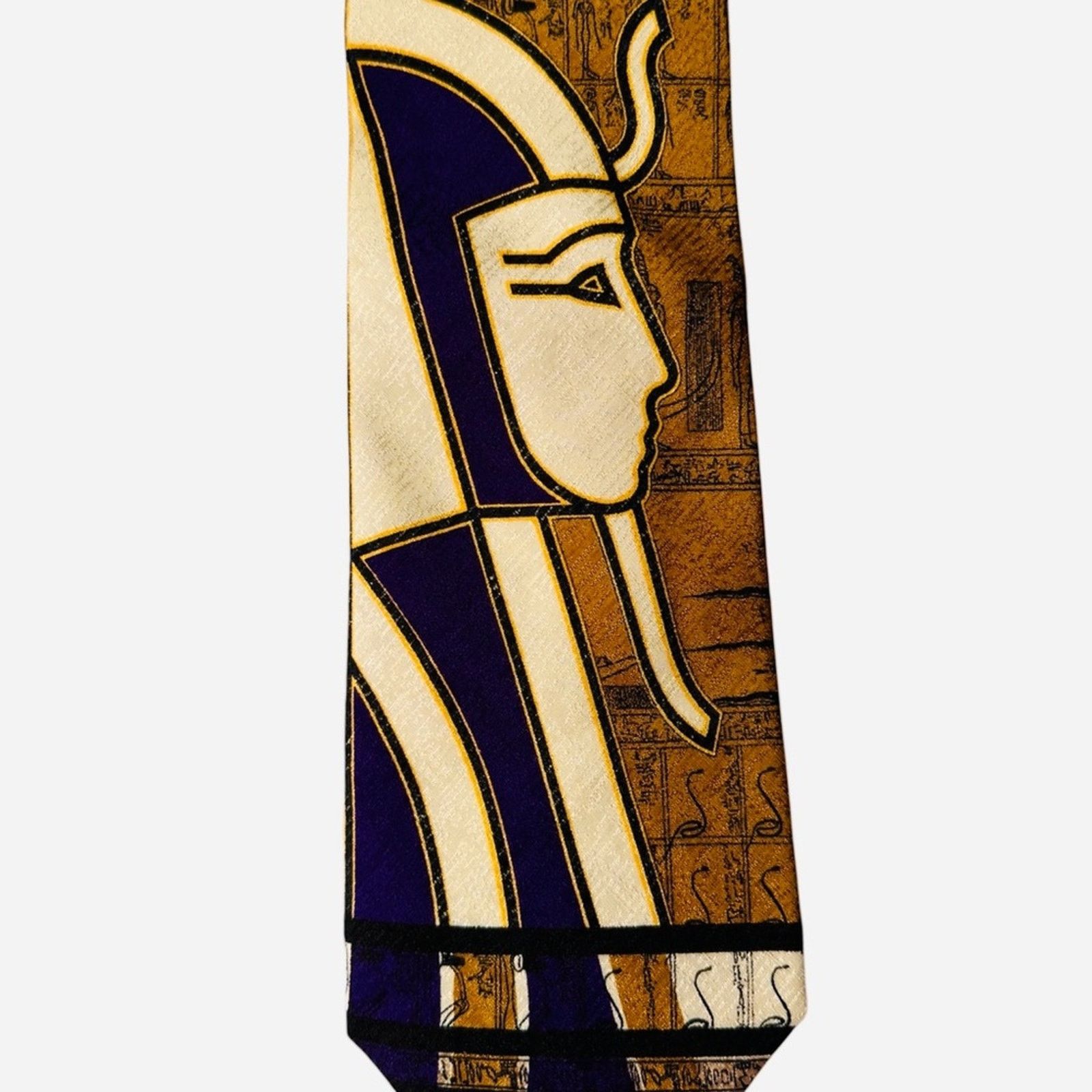 Montane Egyptian Themed Tie with Blue and Gold Accents Size ONE SIZE - 3 Thumbnail