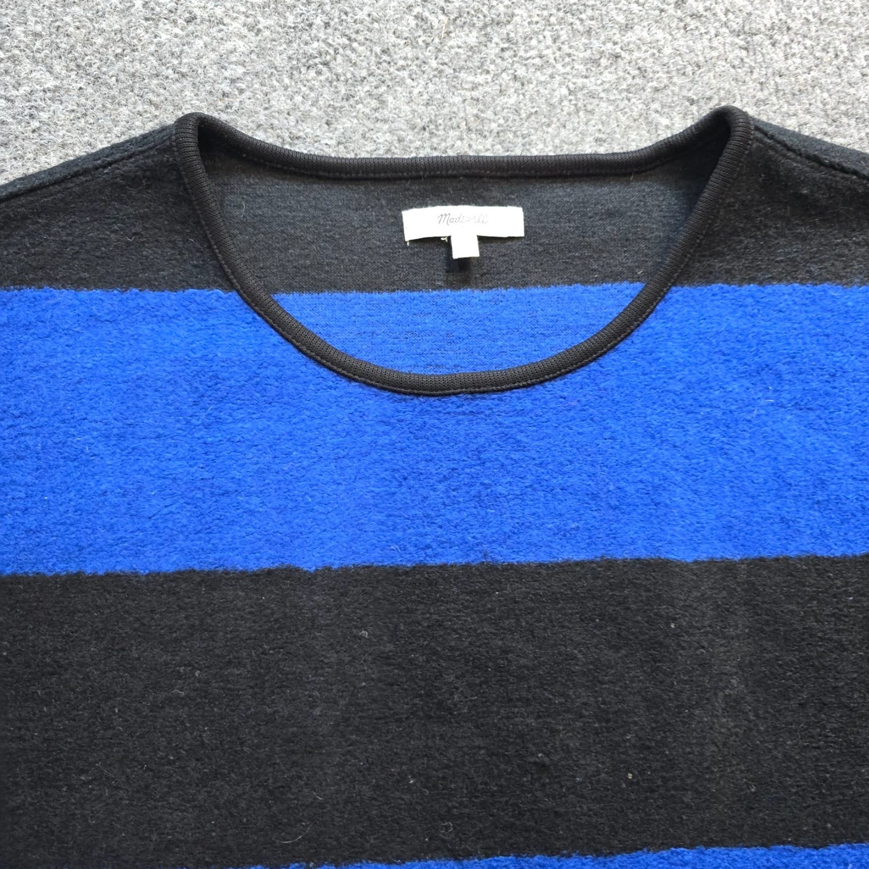 Madewell Madewell Sweater Top Shirt Womens Size Large Blue Black Stripe Wool Blend Boxy Casual Size L / US 10 / IT 46 - 2 Thumbnail