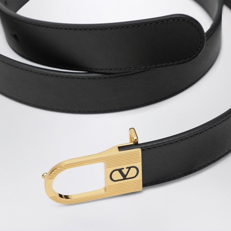 Valentino o1d2blof1025 Size: 100 / V Logo Signature Belt in Black Size 40 - 3 Thumbnail