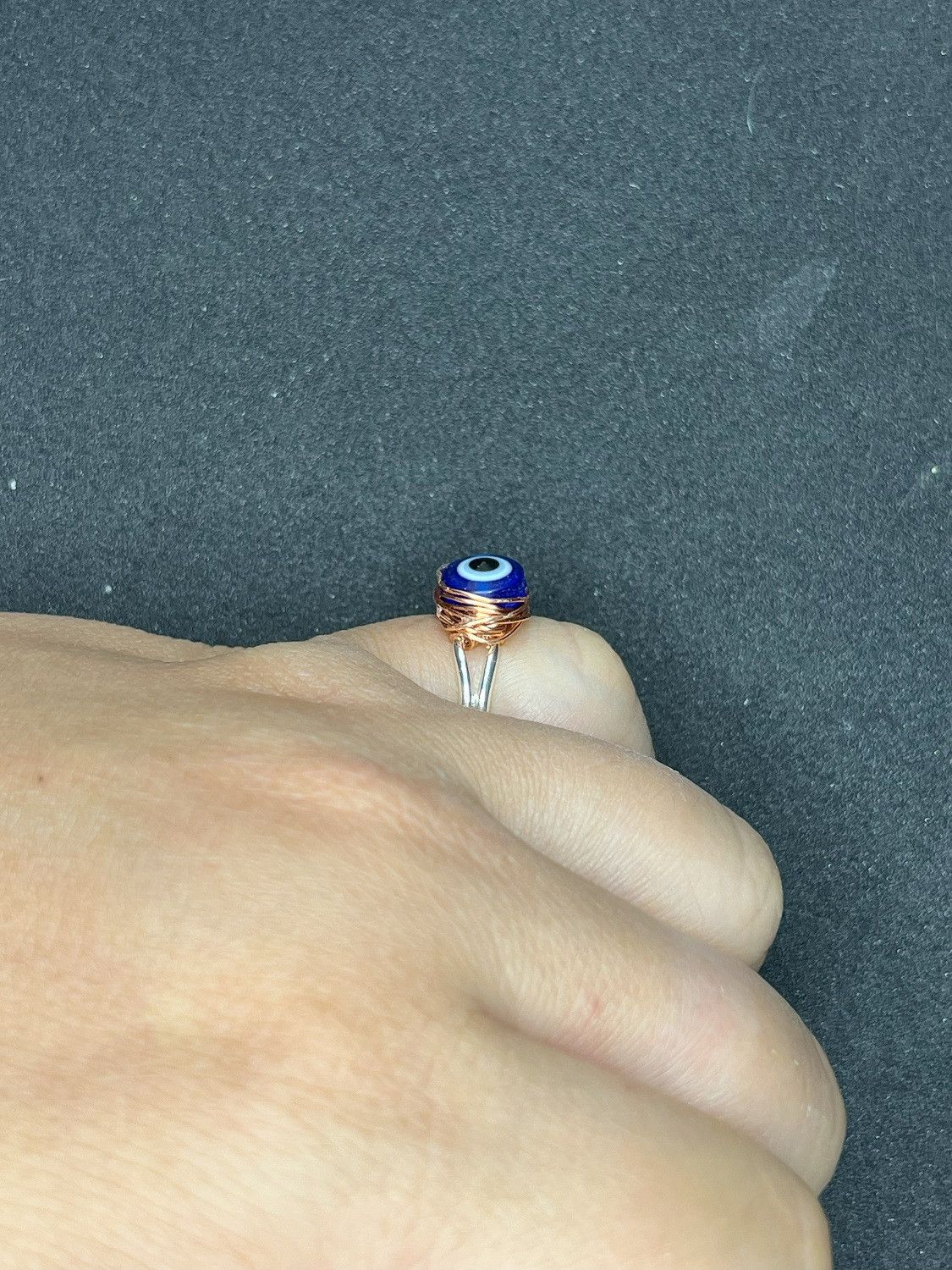 Handmade Evil eye silver ring - size 6 Size ONE SIZE - 4 Thumbnail