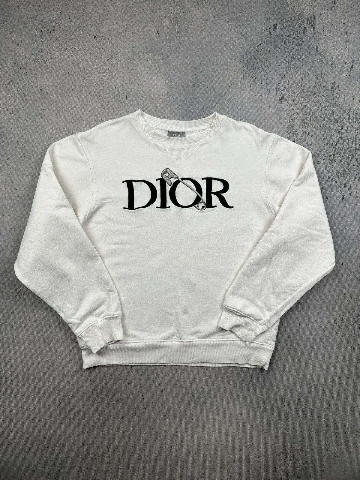 Dior Dior Safety Pin Embroidered Logo Sweatshirt White Lux Fleece Size US L / EU 52-54 / 3 - 1 Thumbnail