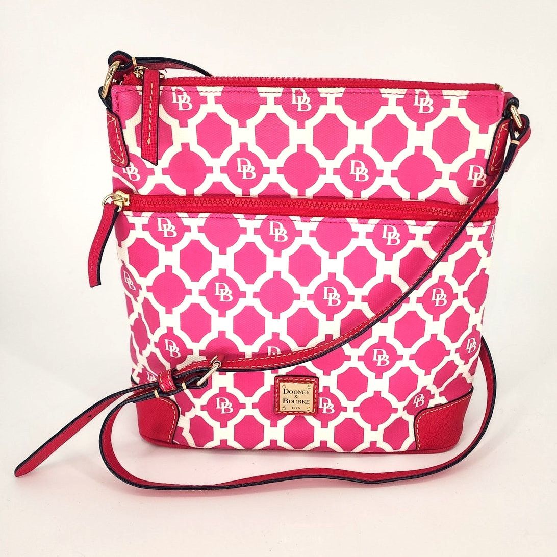 Dooney & Bourke Dooney & Bourke Pink & White Geo Print Canvas Crossbody Size ONE SIZE - 1 Thumbnail