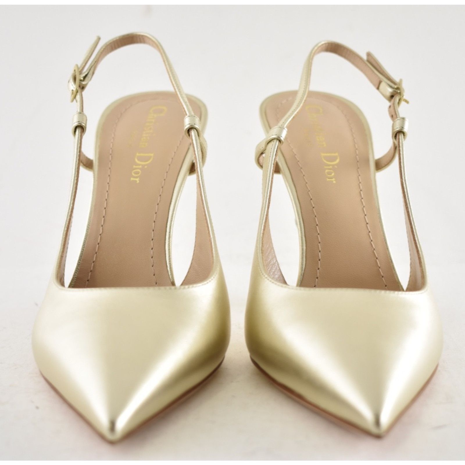Dior Dior Tribales Jadior Pale Gold Laminated Sandal Pump 37.5 Size US 7.5 / IT 37.5 - 7 Thumbnail