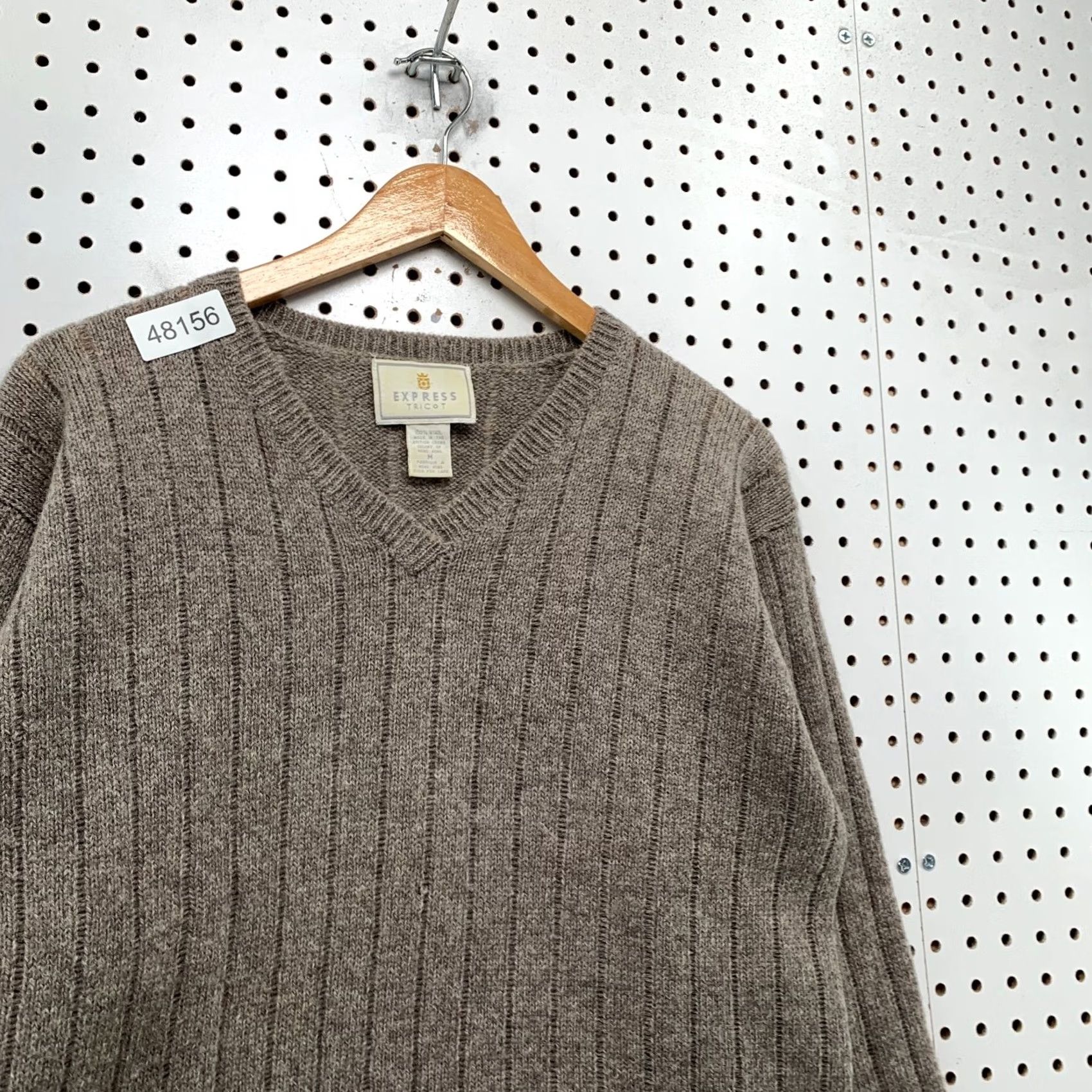 Express Express Tricot Wool Sweater Womens M Brown 100% Wool Hong Kong Vintage Size M / US 6-8 / IT 42-44 - 6 Thumbnail