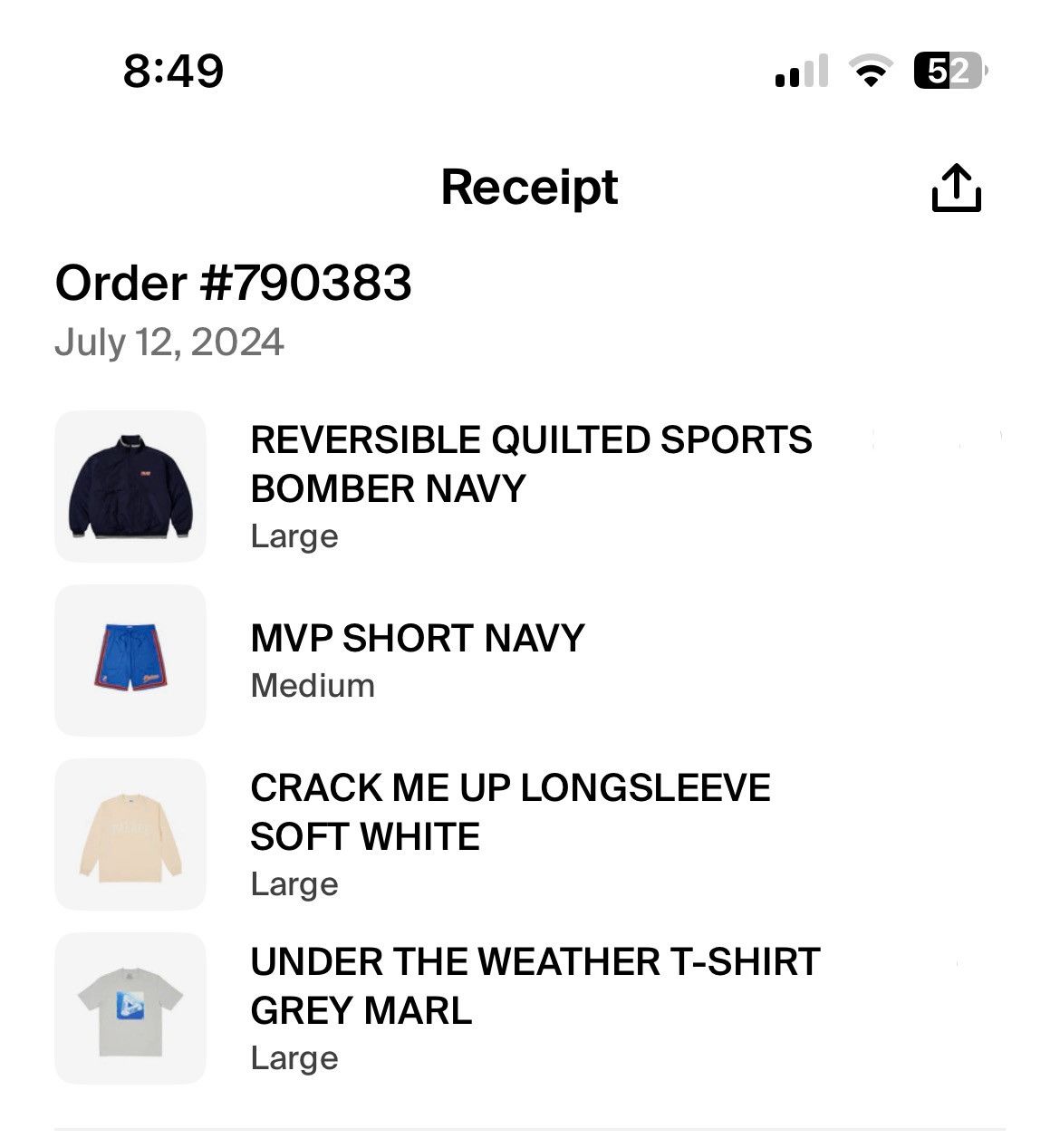 Palace Palace Reversible Quilted Sports Bomber Navy (Size Large) Size US L / EU 52-54 / 3 - 4 Thumbnail