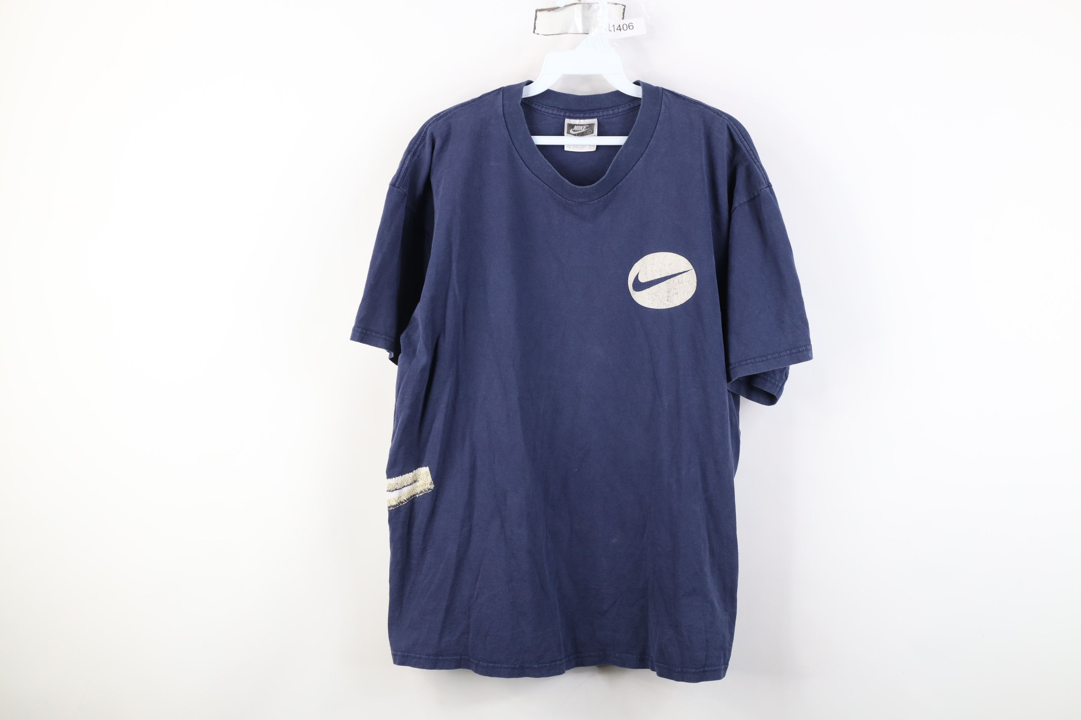 Nike Vintage 90s Nike Travis Scott Big Swoosh T-Shirt Blue USA Size US L / EU 52-54 / 3 - 1 Thumbnail