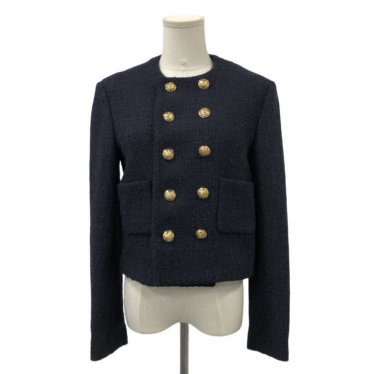 Celine Celine Navy Wool Tweed Jacket Size 38 Size S / US 4 / IT 40 - 1 Thumbnail
