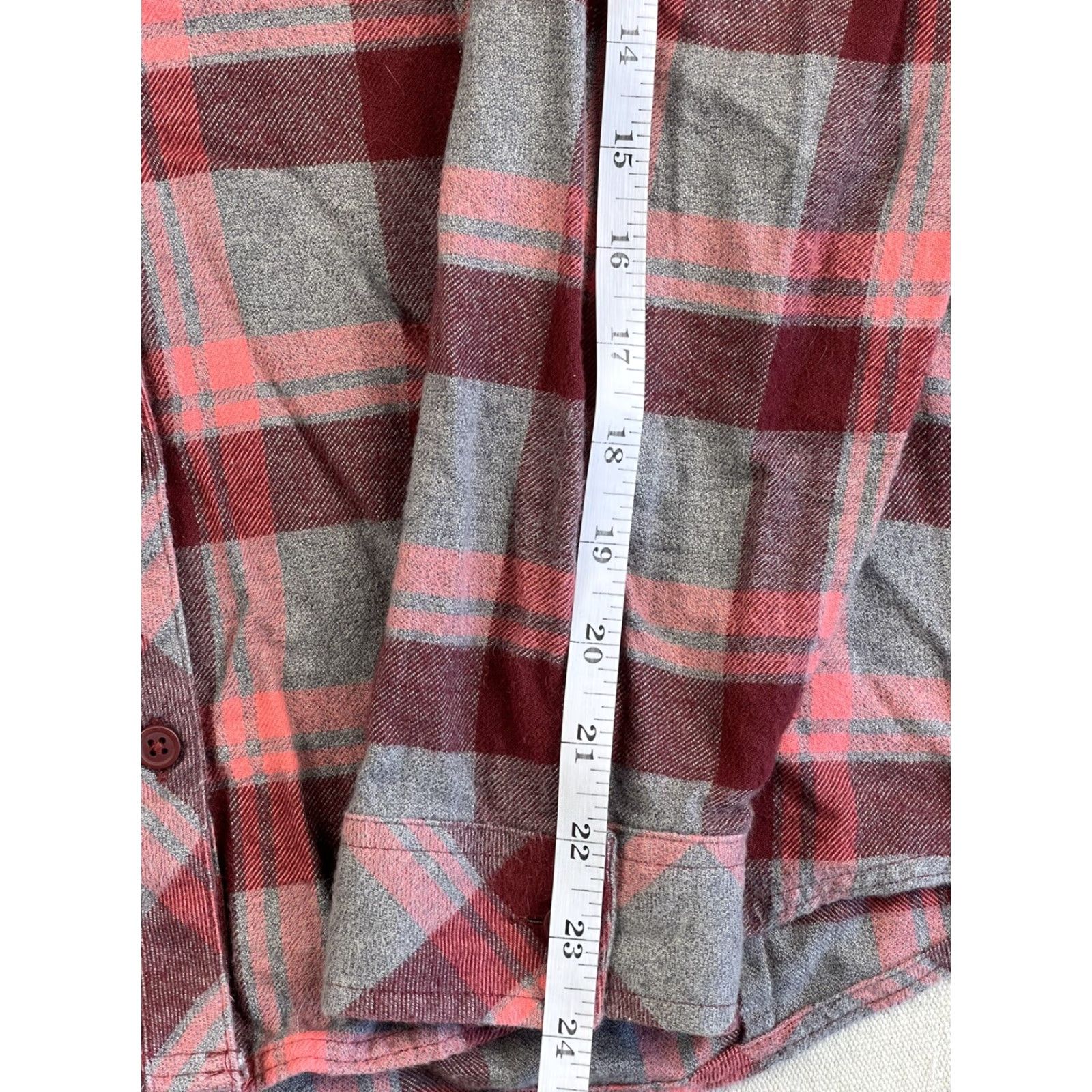 Pinko COLUMBIA Womens Flannel Plaid Shirt Button-Up Long Sleeve Size L Soft Pink Gray Red Outdoor Casual Size L / US 10 / IT 46 - 7 Thumbnail