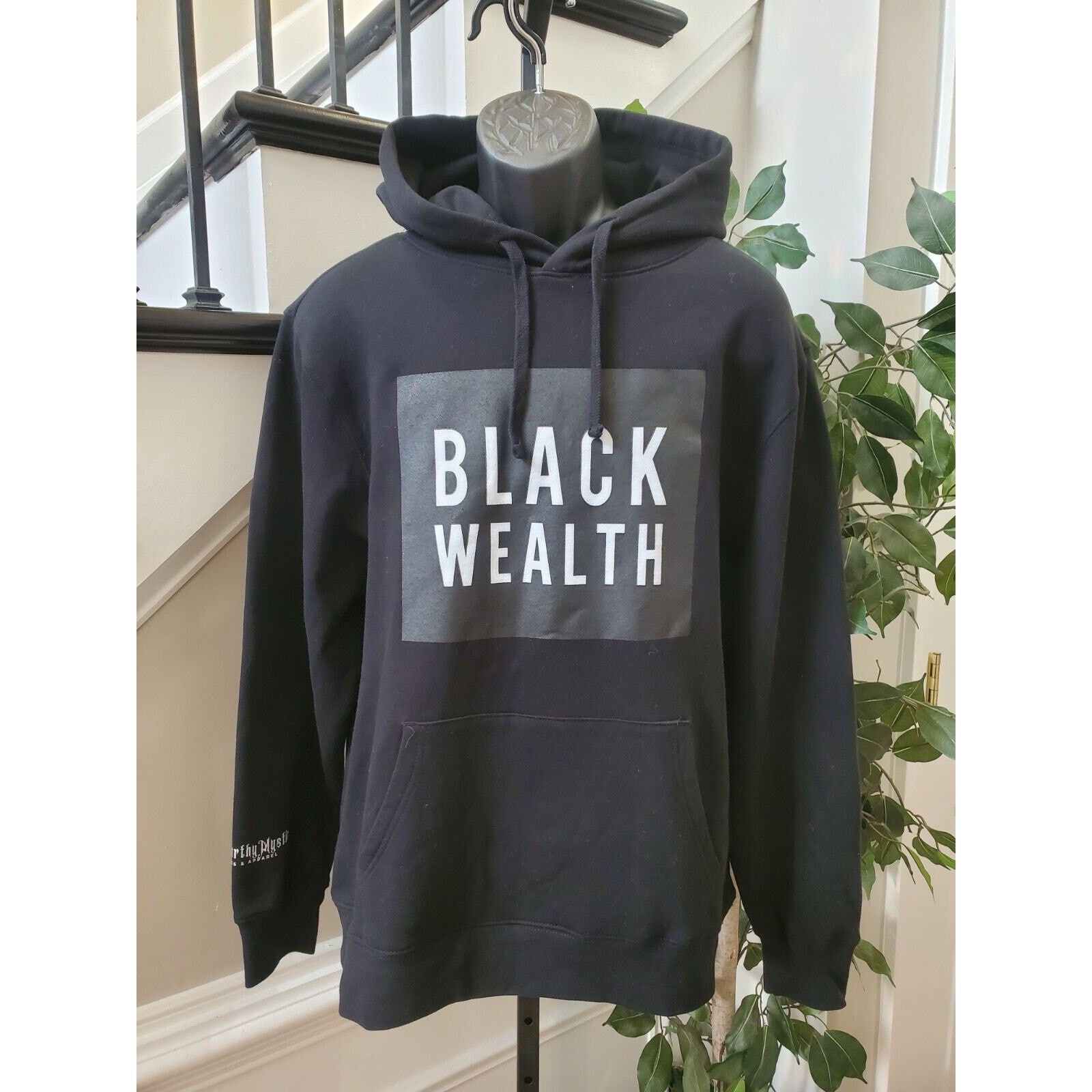 Swarthy Mystic Solid Cotton Drawstring Black Wealth Hoodie
