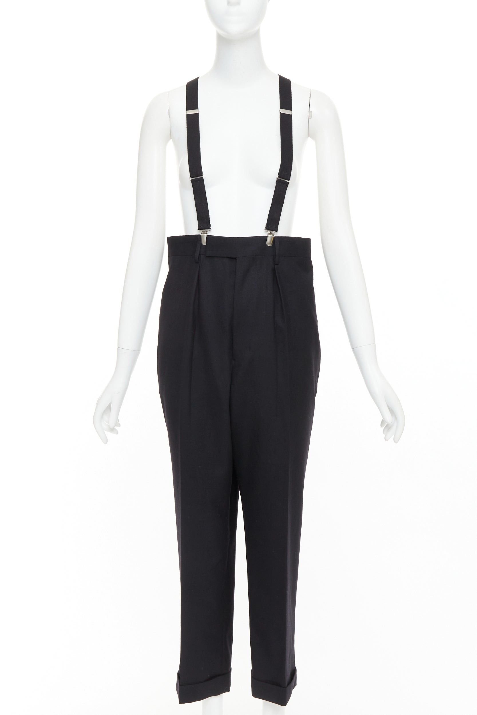 Junya Watanabe JUNYA WATANABE 2012 black wool suspender high waisted harem pants M Size 28" / US 6 / IT 42 - 1 Thumbnail