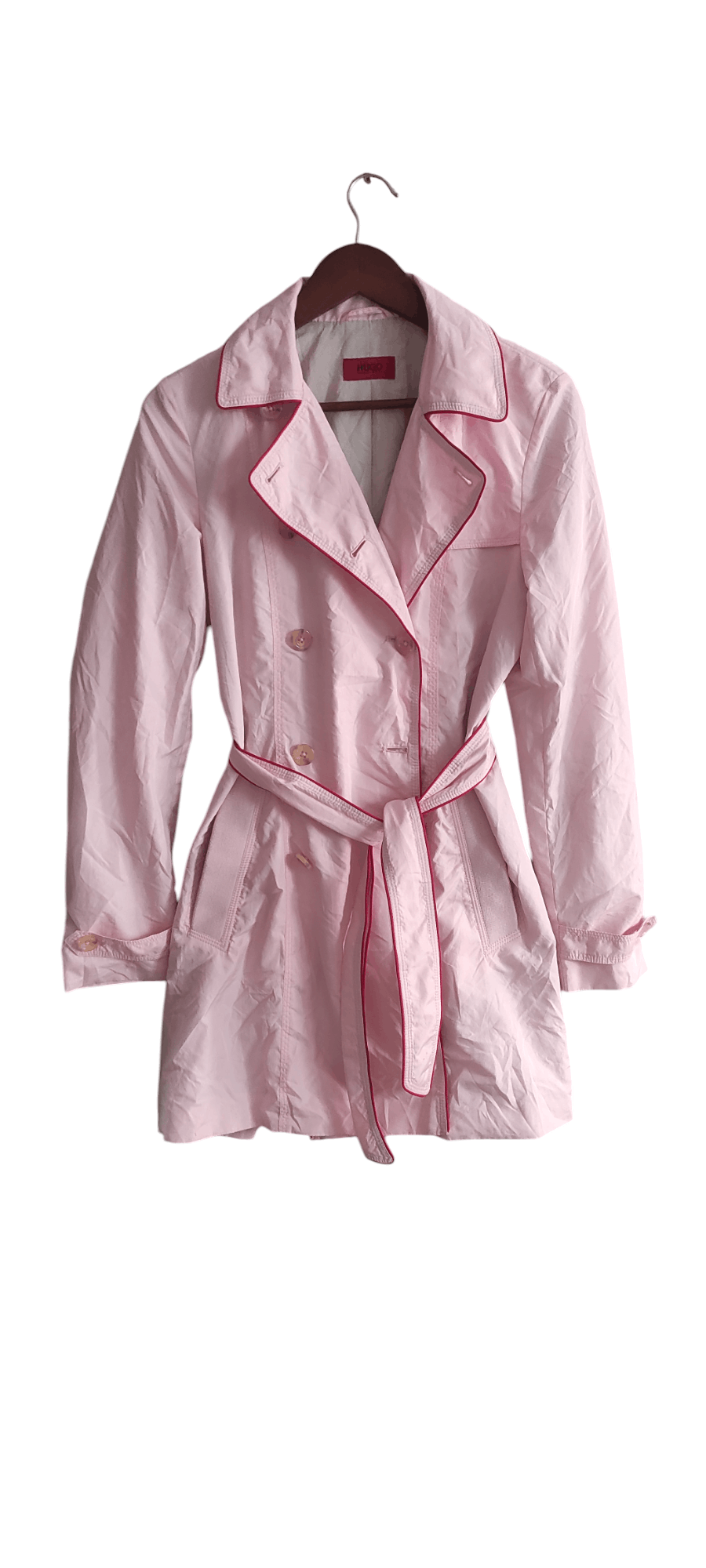 Hugo Boss × Vintage Hugo Boss Classic Double-breasted Trench Coat Light Pink Size S / US 4 / IT 40 - 1 Thumbnail