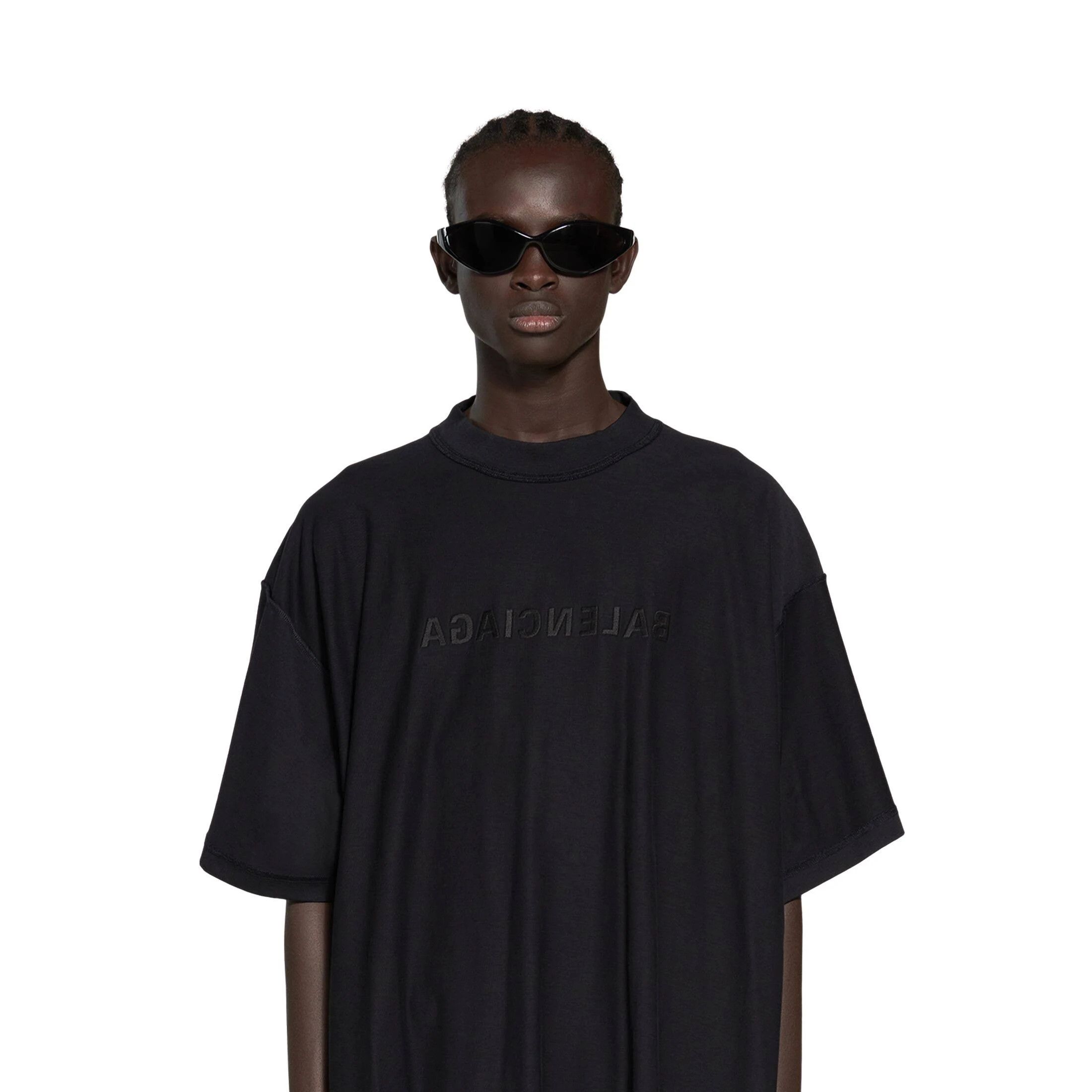Balenciaga o1in1g0324 Mirror Balenciaga T-Shirt Oversized in Black Size US M / EU 48-50 / 2 - 2 Thumbnail