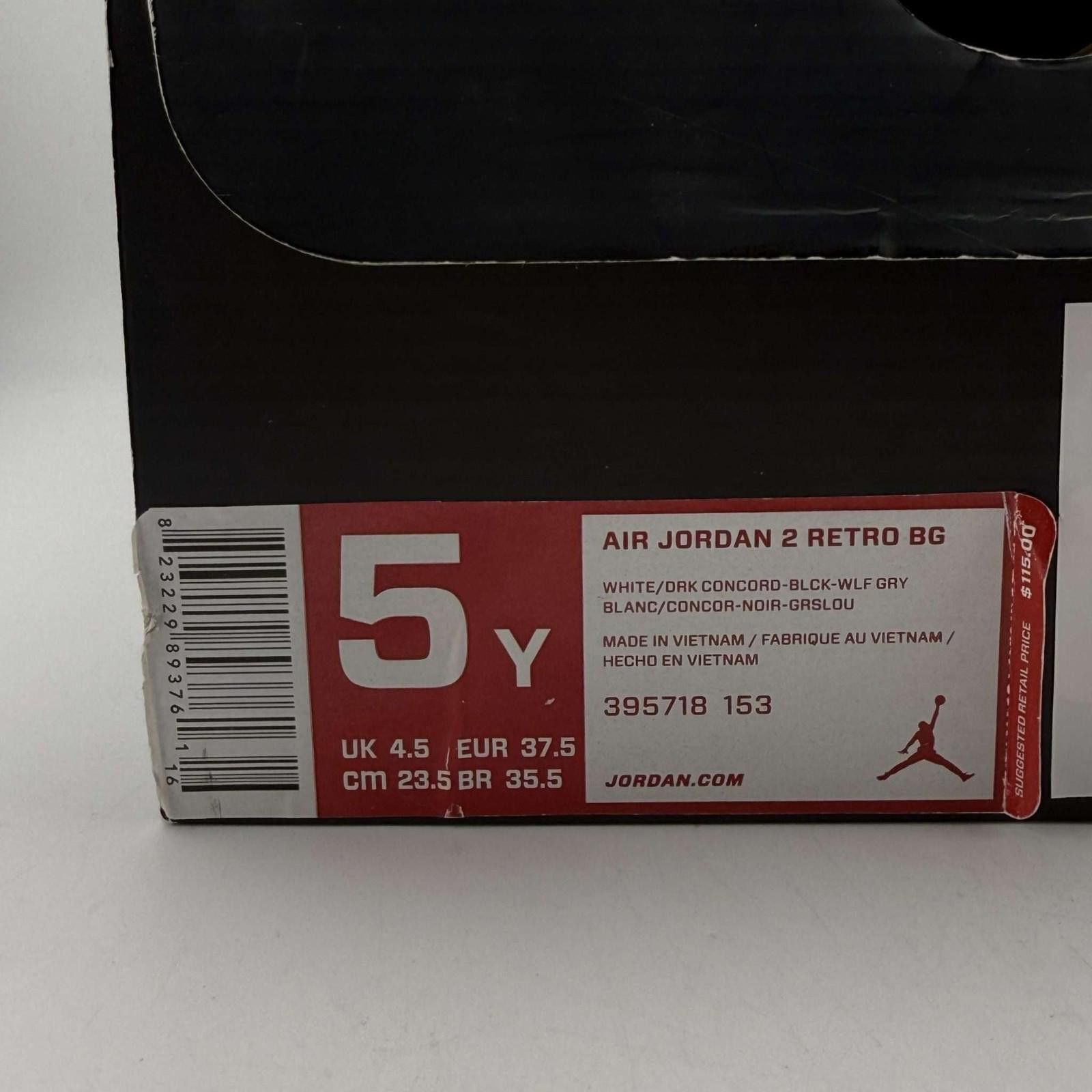 Nike Air Jordan 2 Retro BG Dark Concord 5Y Used OG Box 395718-153 Size US 5 / EU 37 - 10 Thumbnail