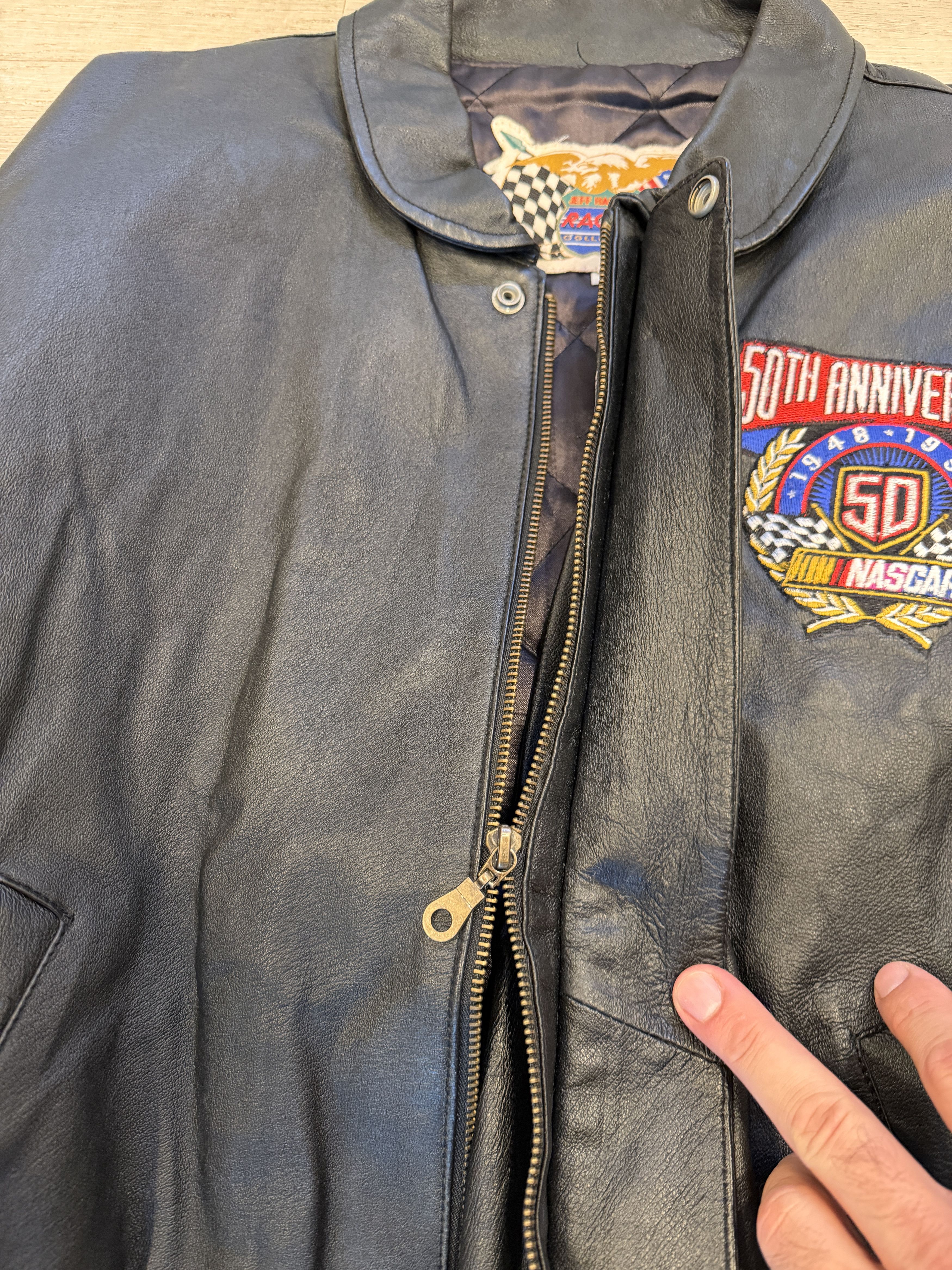 NASCAR 1998 Vintage Leather Nascar 50th anniversay Race Jacket Size US L / EU 52-54 / 3 - 4 Thumbnail