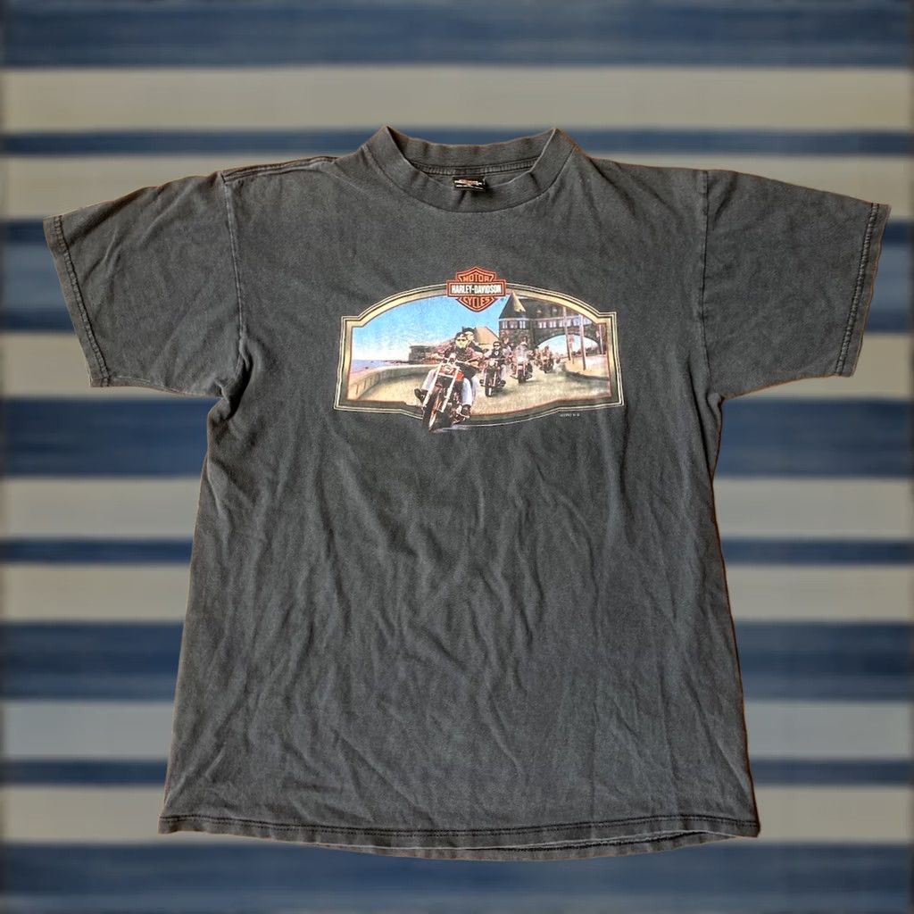 Harley Davidson VINTAGE Harley-Davidson Eagle T Shirt XL Black Men Short Sleeve Crew Neck 90s Biker Motorcycle Graphic Print Double-Sided Size US XL / EU 56 / 4 - 1 Thumbnail