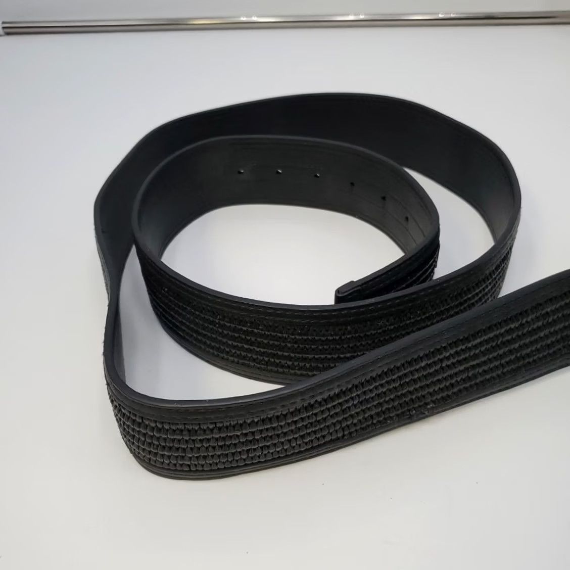 Vintage Lane Bryant Black Square Buckle Belt Woven Stitch Detail Plus Size 26/28 Belt Women Menless Stretch Adjustable Buckle Black 26-28 USA 90s? Size ONE SIZE - 4 Thumbnail