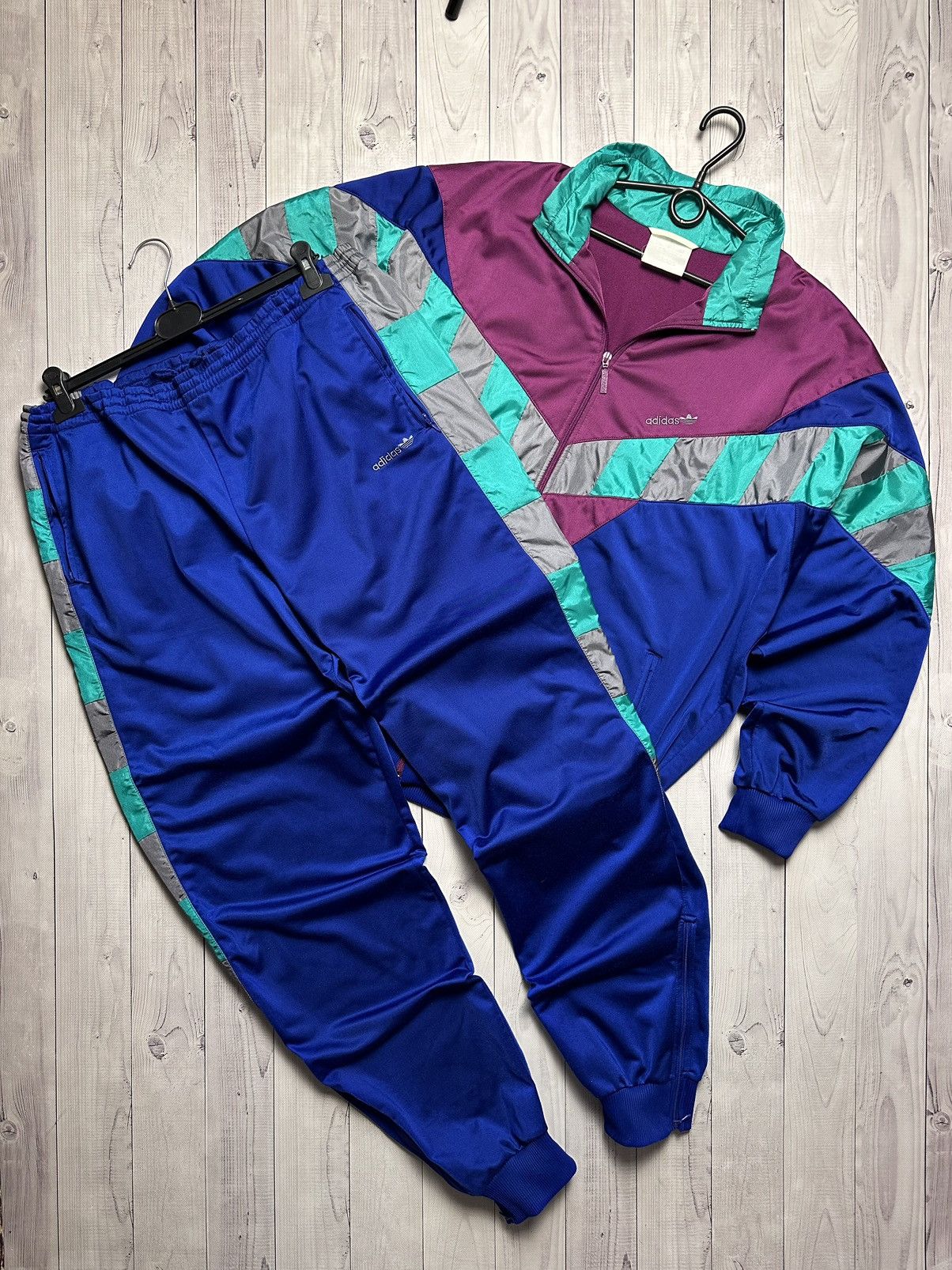 Vintage Adidas hot 80’s Track Suit Color Blocked Rare XL