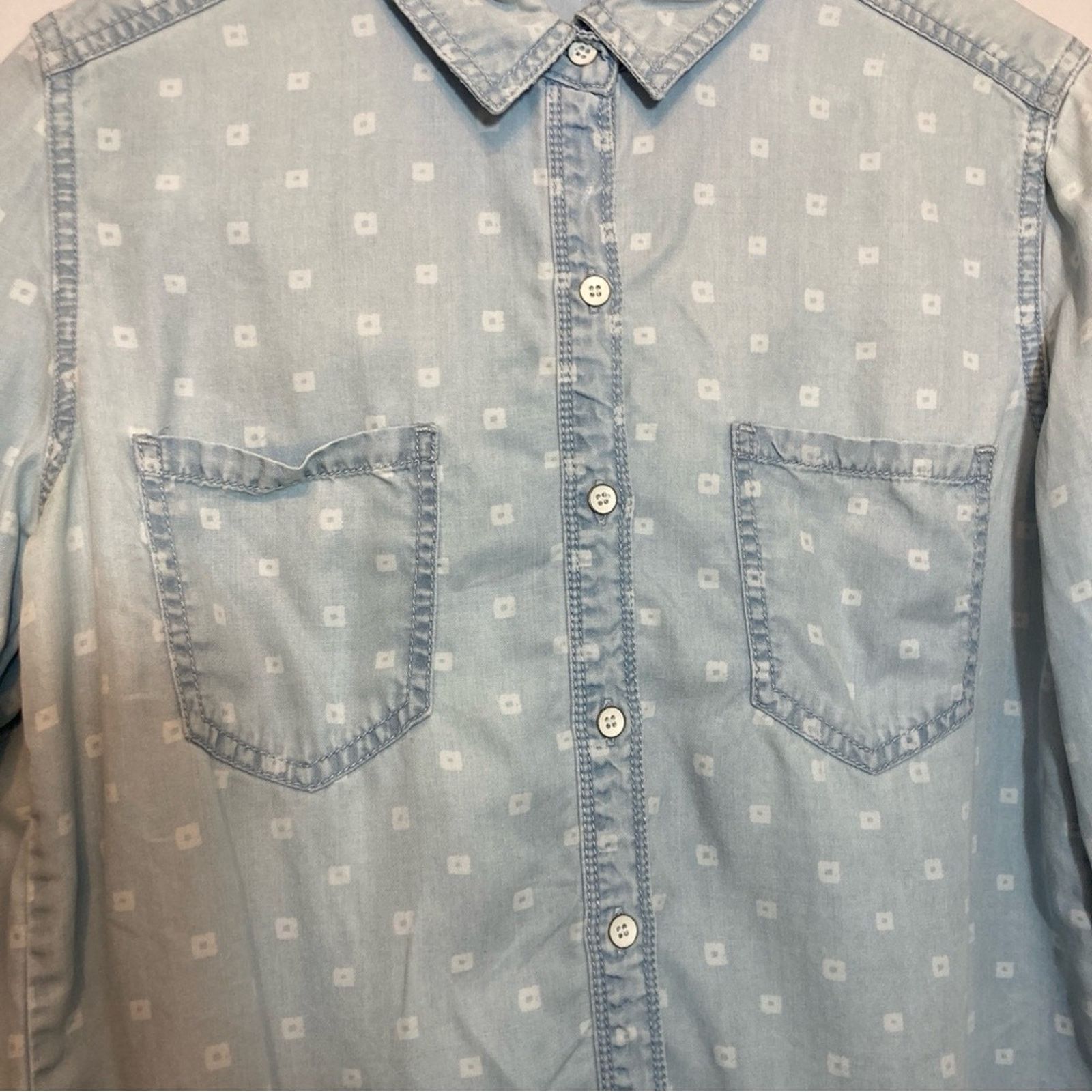 Other Halogen Tencel Lyocell Soft Denim Button Pockets Shirt Top Size M / US 6-8 / IT 42-44 - 4 Thumbnail