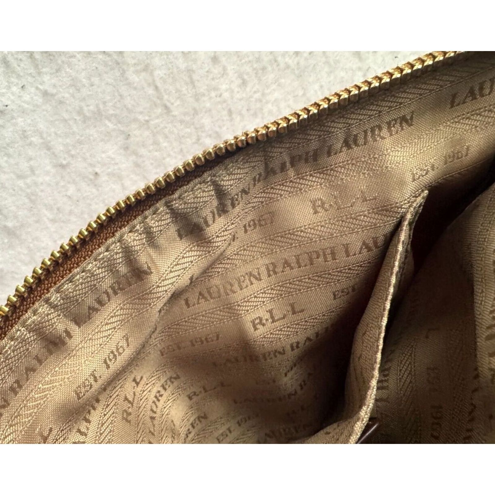 Ralph Lauren VINTAGE Lauren Ralph Purse Womens Small Crescent Bag Orange Pouch Zip Strap Crossbody Size ONE SIZE - 7 Thumbnail