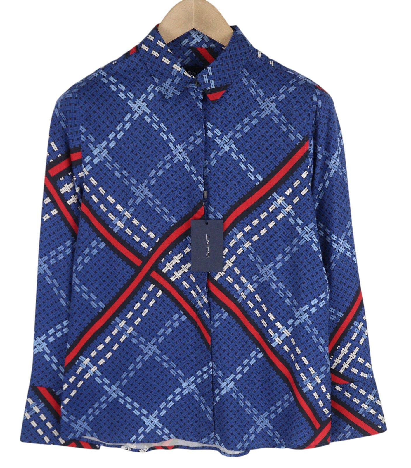SIGNATURE WEAVE EU38 Blue Patterned Satin Shirt 85147
