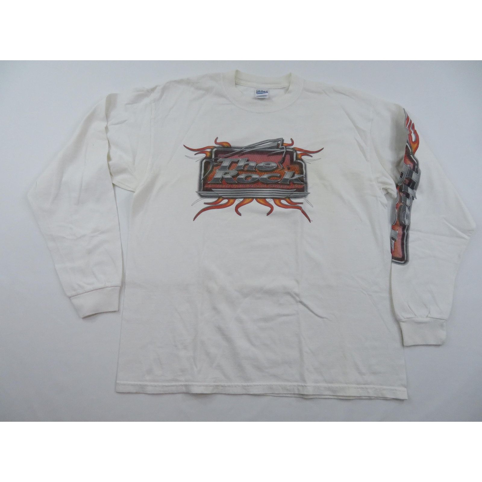 Gildan Vintage The Rock White Flames Long Sleeve Shirt Sz XL Size US XL / EU 56 / 4 - 1 Thumbnail