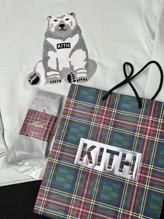 Kith Large Kithmas Polar Bear Nelson Crewneck Grey Socks Gift Bag