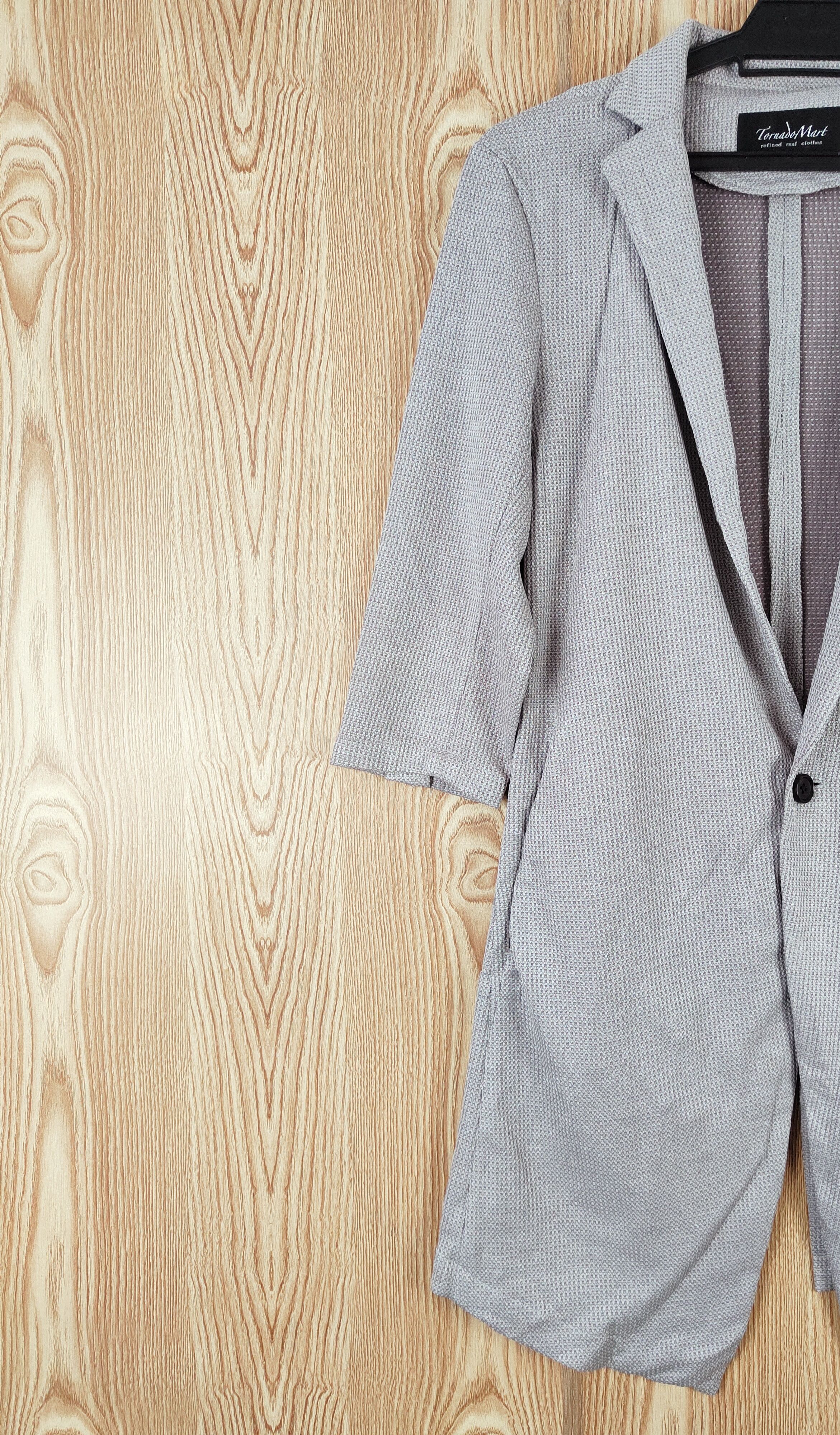 Tornado Mart × Vintage Vintage Design Tornado Mart Gray Long Blazers Size M / US 6-8 / IT 42-44 - 3 Thumbnail