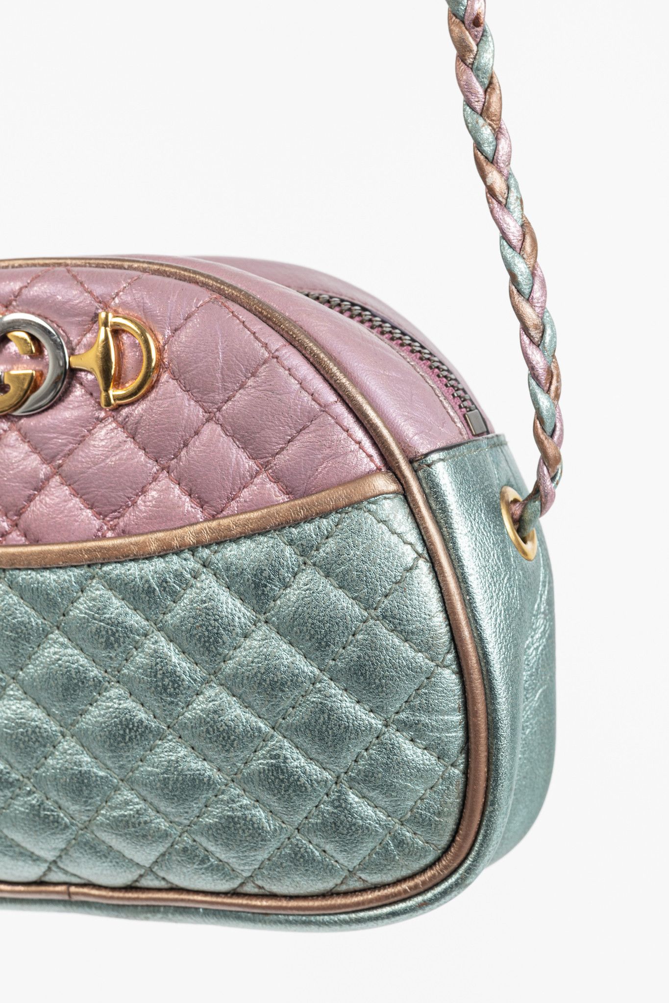Gucci Gucci Zumi Pink & Blue Laminated Leather Quilted Mini Bag Size ONE SIZE - 7 Thumbnail